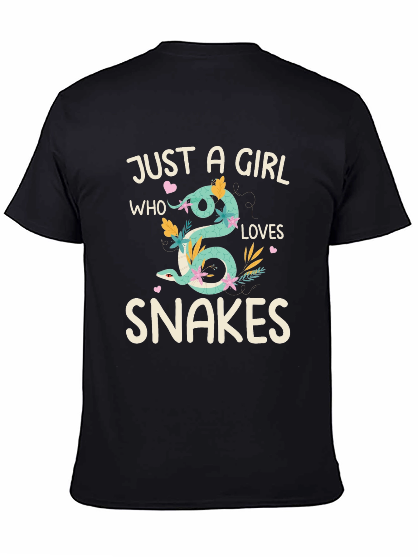 Black Just A Girl Who Loves Snakes T-Shirt view 4