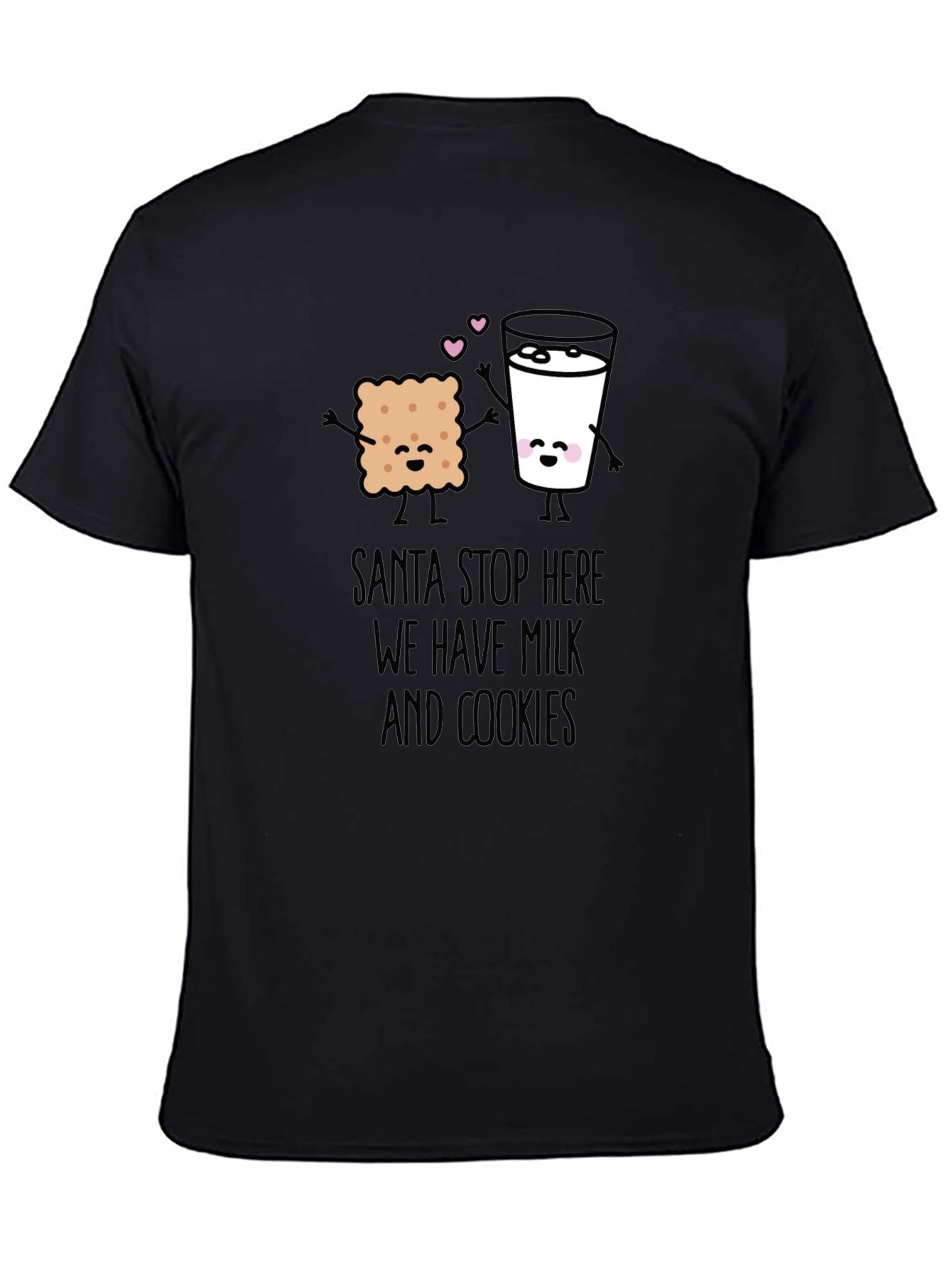 Black Santa Stop Here Milk & Cookies Graphic Tee view 4