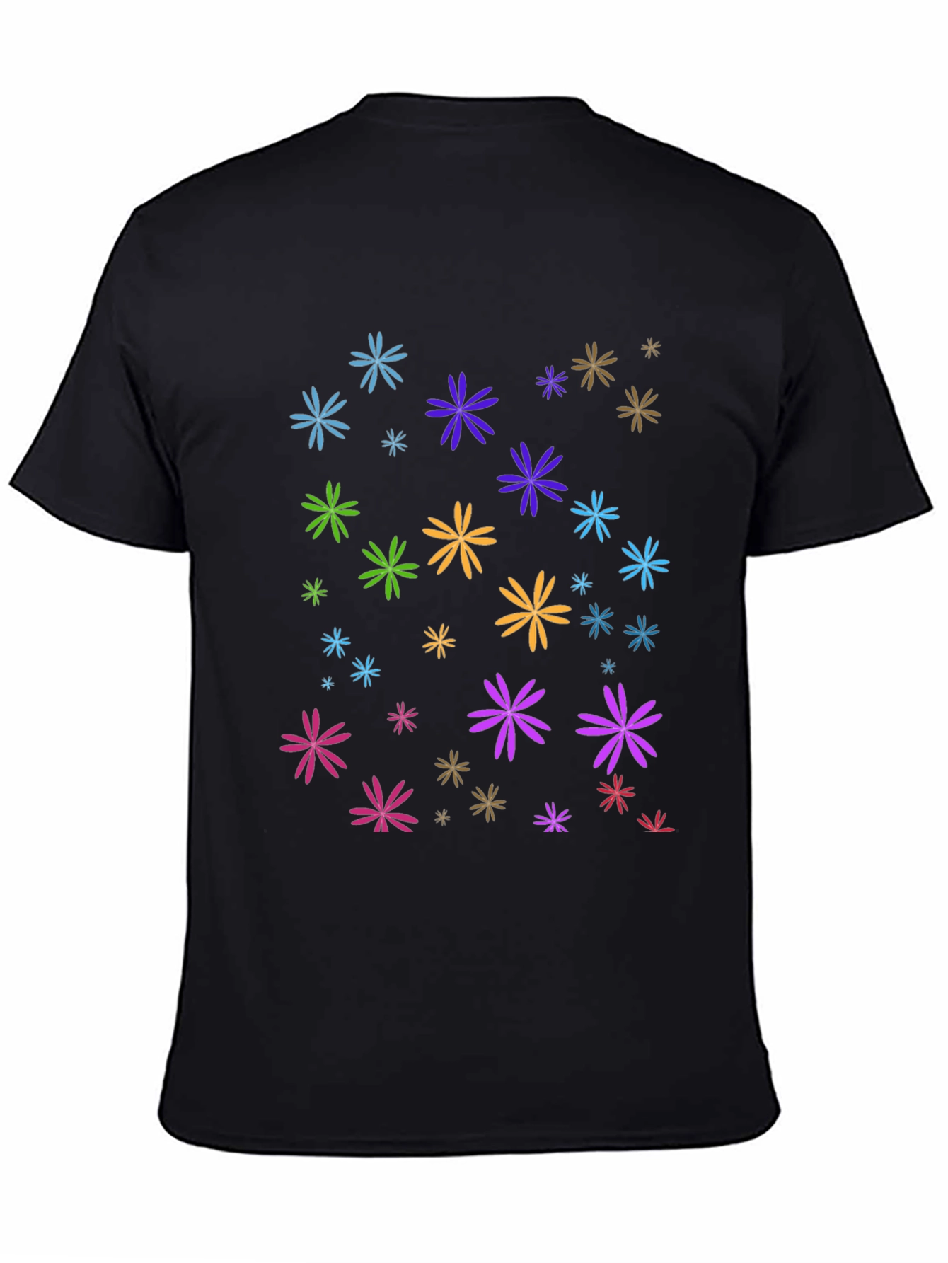 Black Floral Burst Black T-Shirt view 4