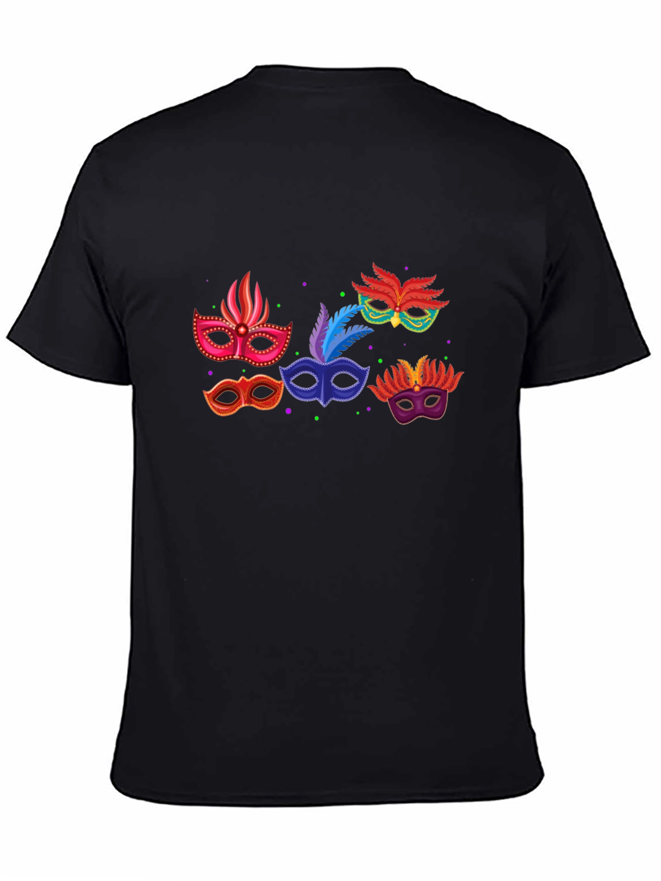 Mardi Gras Mask Graphic T-Shirt - Black - 4