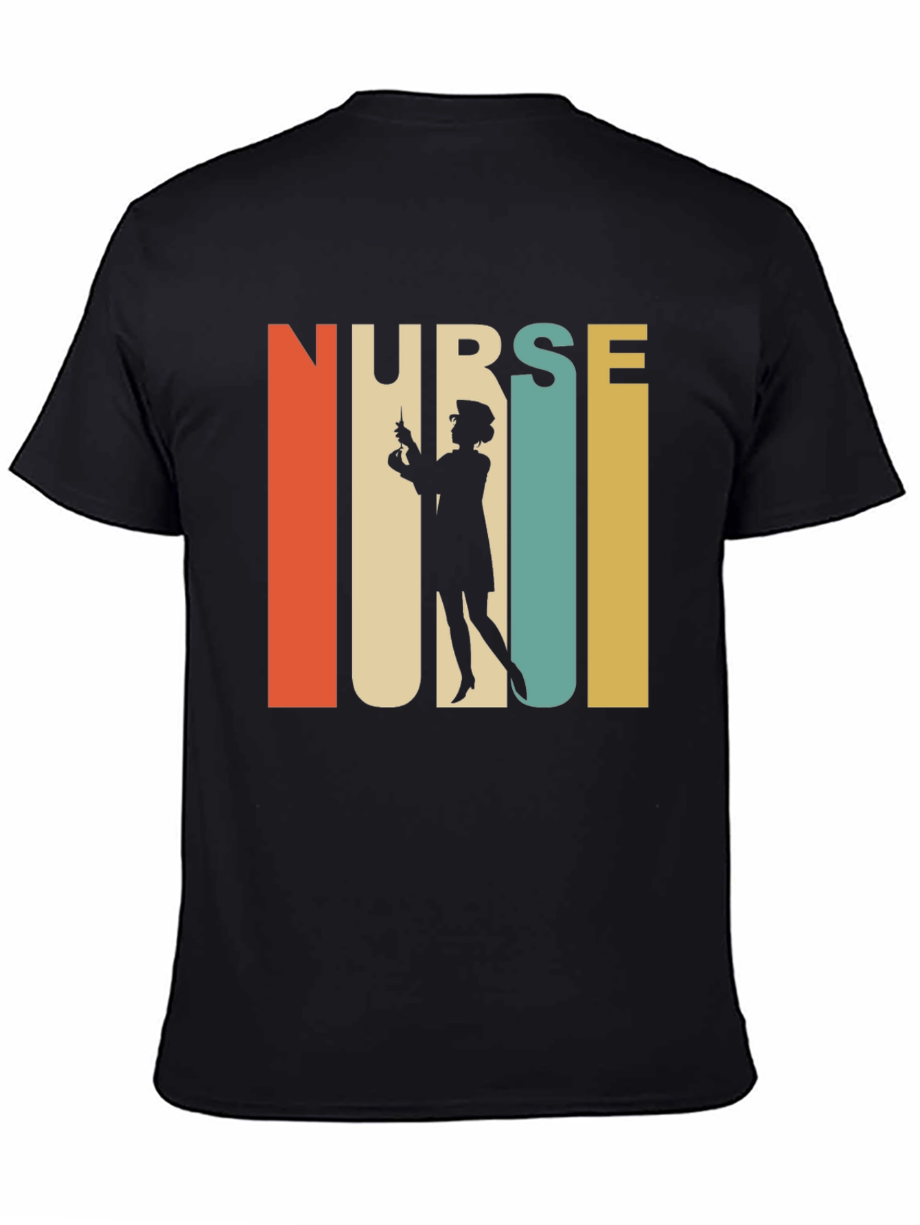 Black Retro Nurse Graphic T-Shirt - Vintage Style Tee view 4