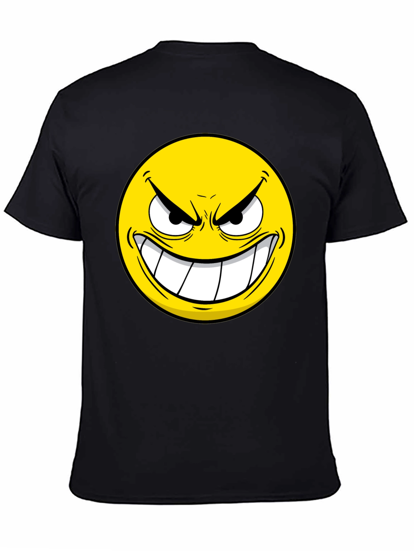 Black Evil Emoji Graphic Tee - Black Cotton T-Shirt view 4