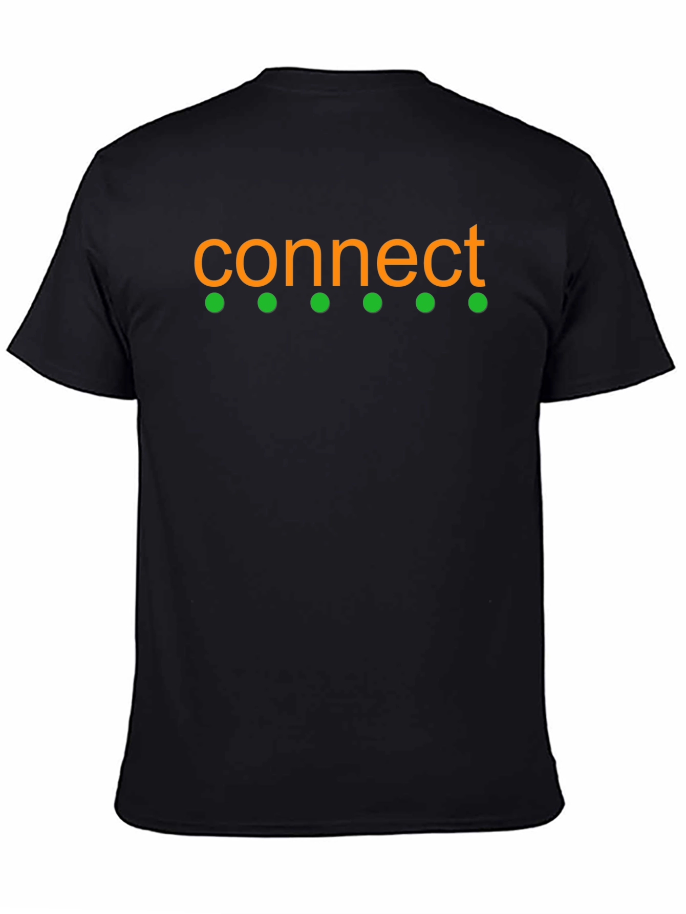 Black Connect T-Shirt - Orange & Green Design on Black view 4