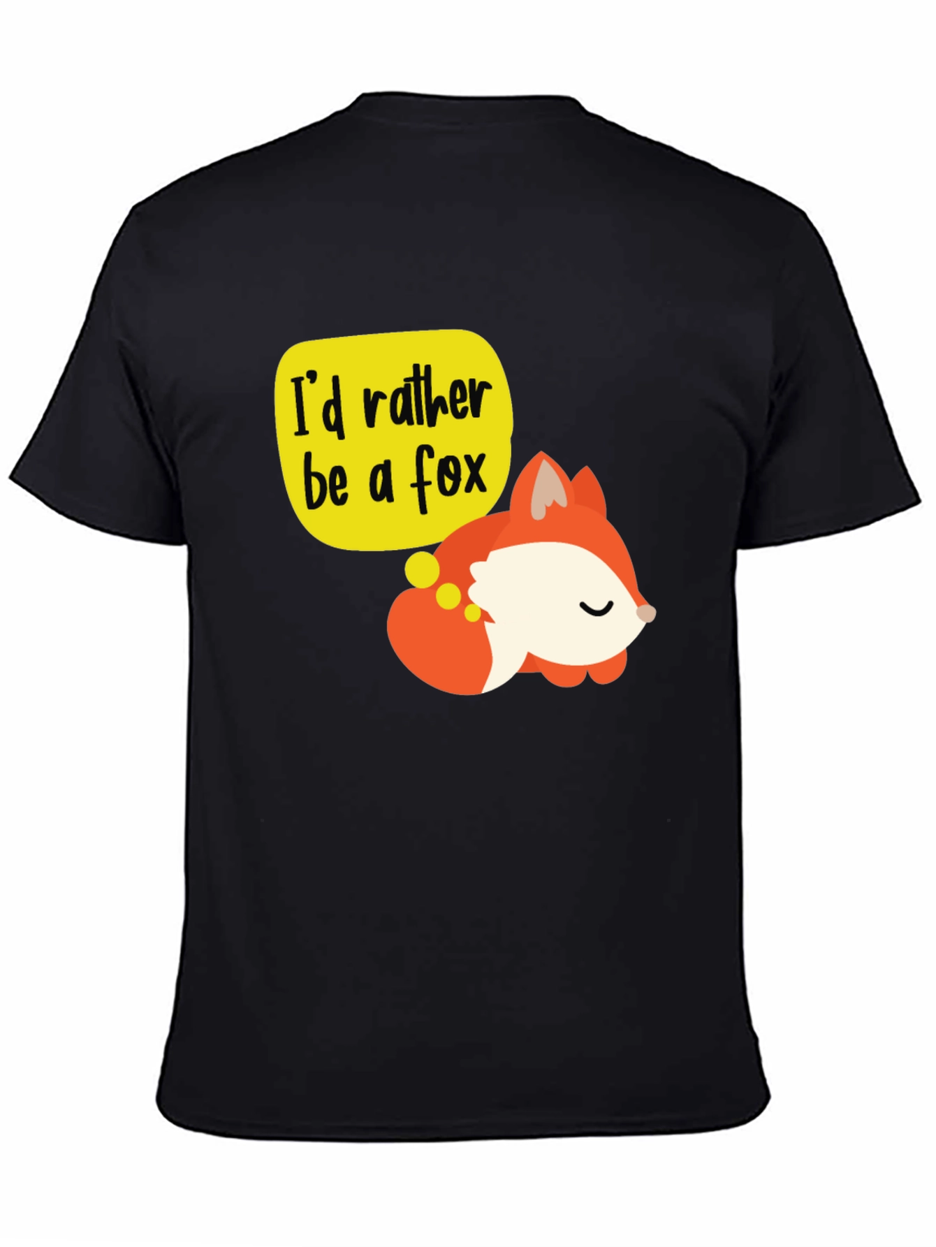 Black Cute Fox T-Shirt - I'd Rather Be a Fox Graphic Tee view 4