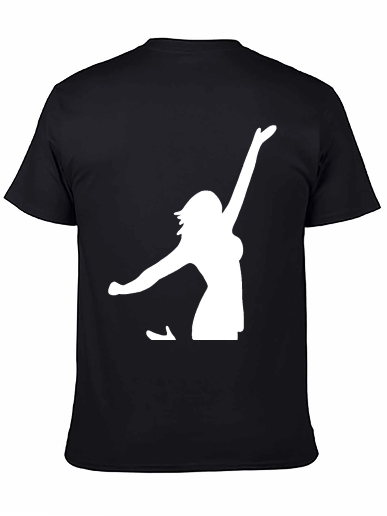Black T-Shirt with White Woman Silhouette Graphic - 4