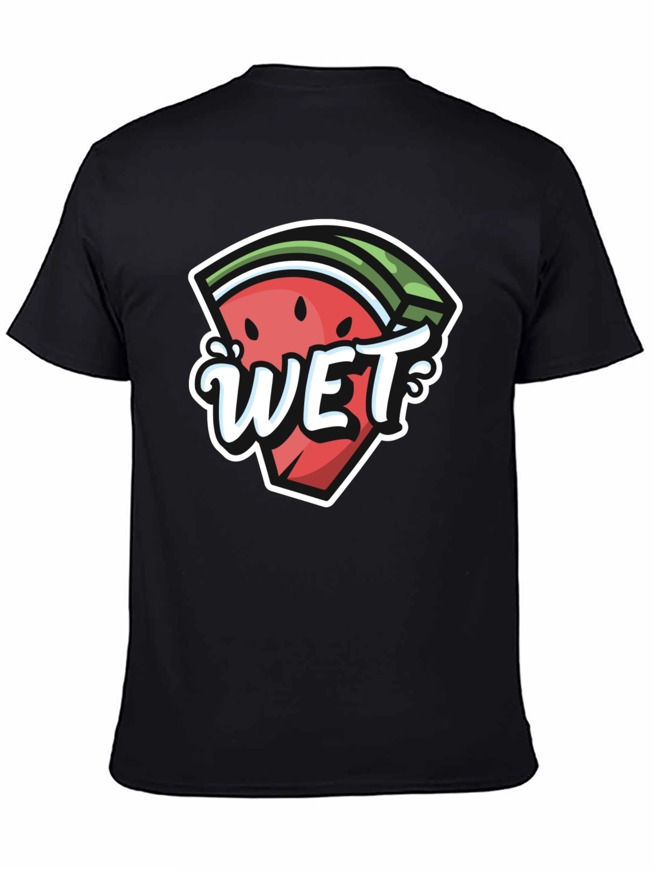 Black Watermelon Wet Graphic Tee - Summer Fun T-Shirt view 4