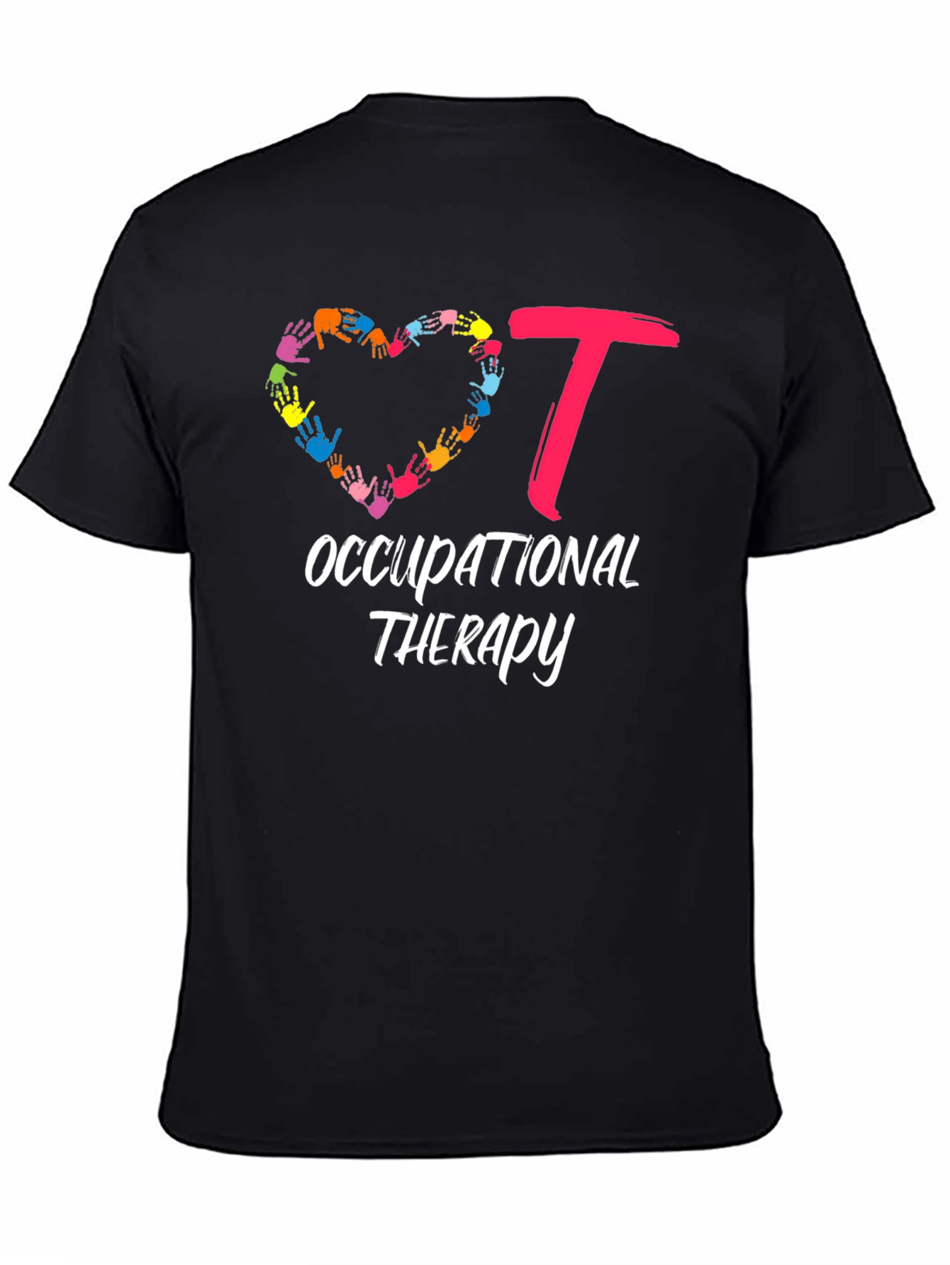 Black Occupational Therapy Heart Hands T-Shirt view 4