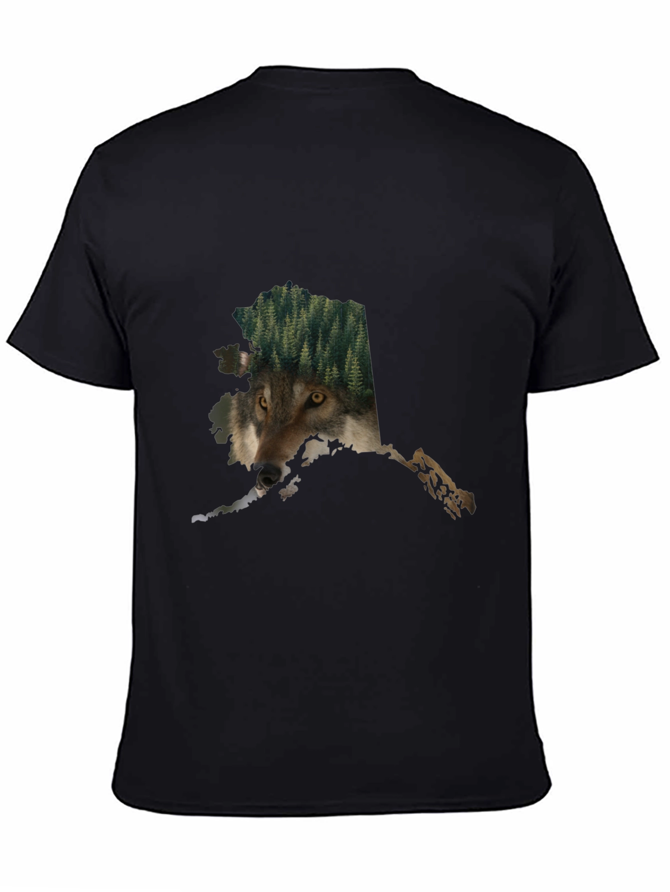 Black Alaska Wolf Nature Graphic Tee - Black Cotton Blend view 4