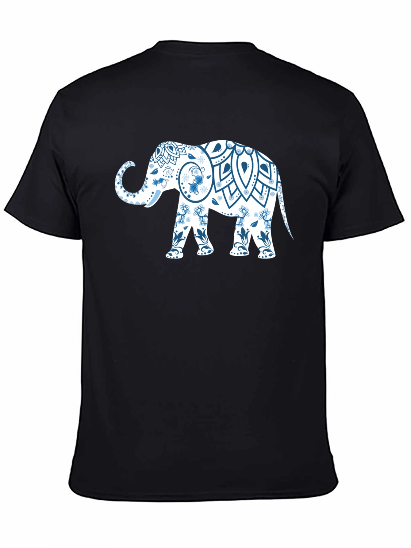 Elephant Mandala Black T-Shirt - Unique Graphic Tee - 4
