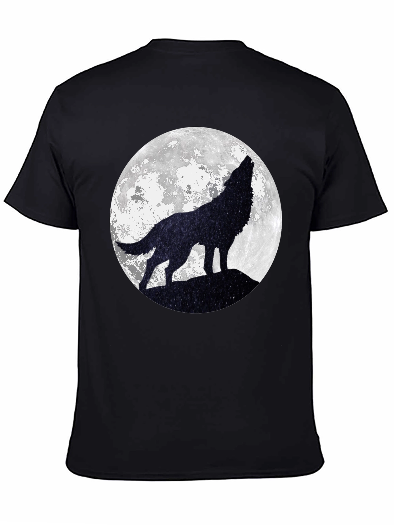 Black Wolf Moon Graphic Tee - Black Cotton T-Shirt view 4
