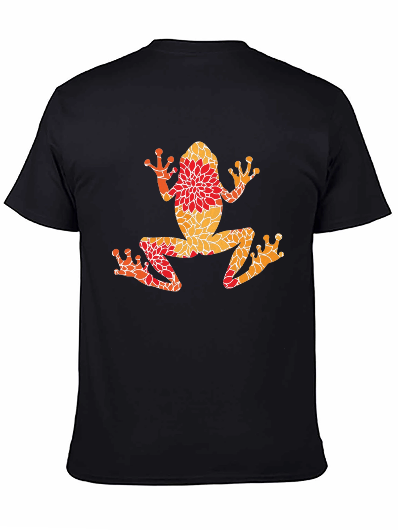Black Floral Frog Graphic Tee - Unique Nature Design view 4