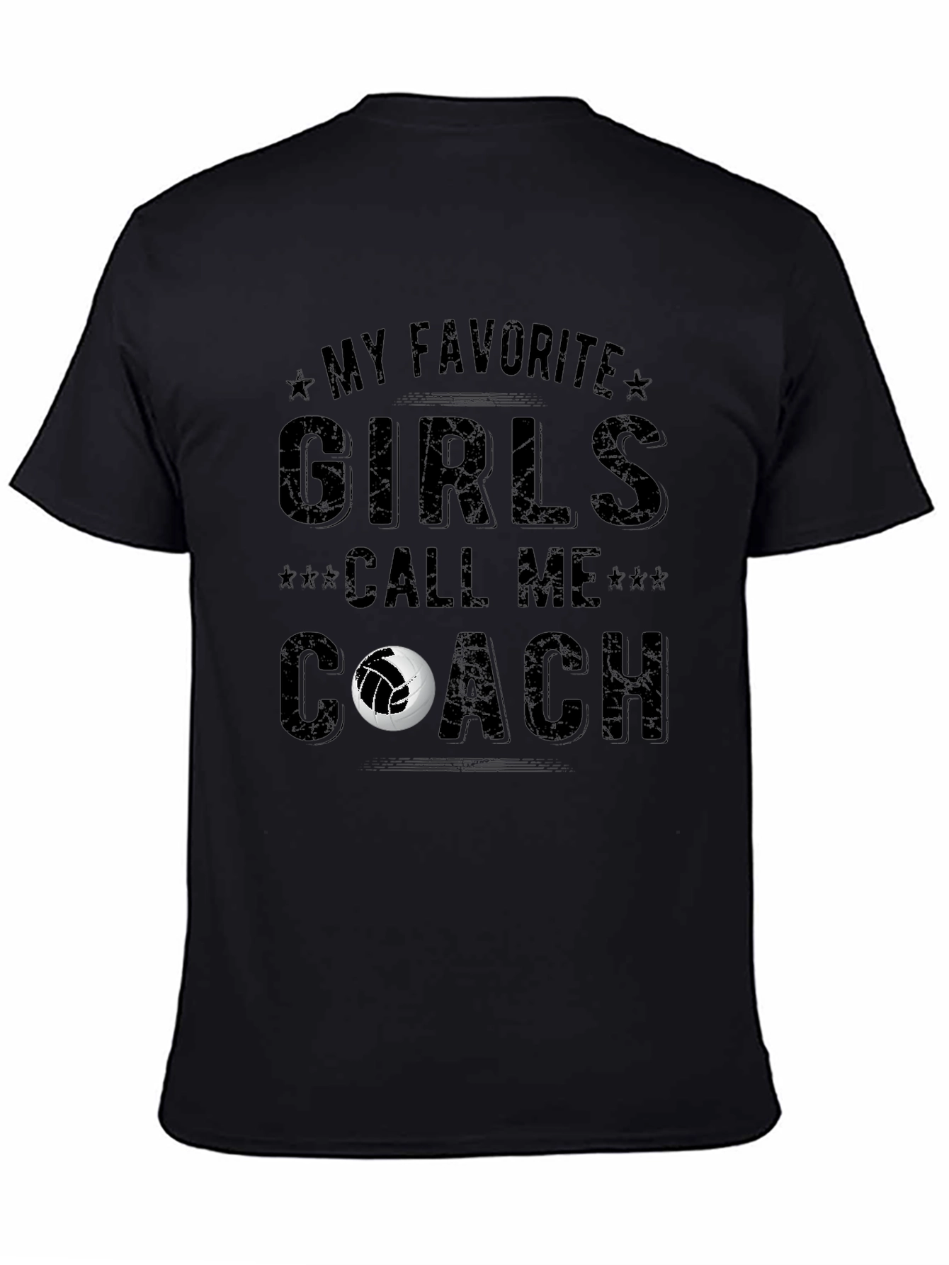 Black Volleyball Coach T-Shirt - My Favorite Girls view 4