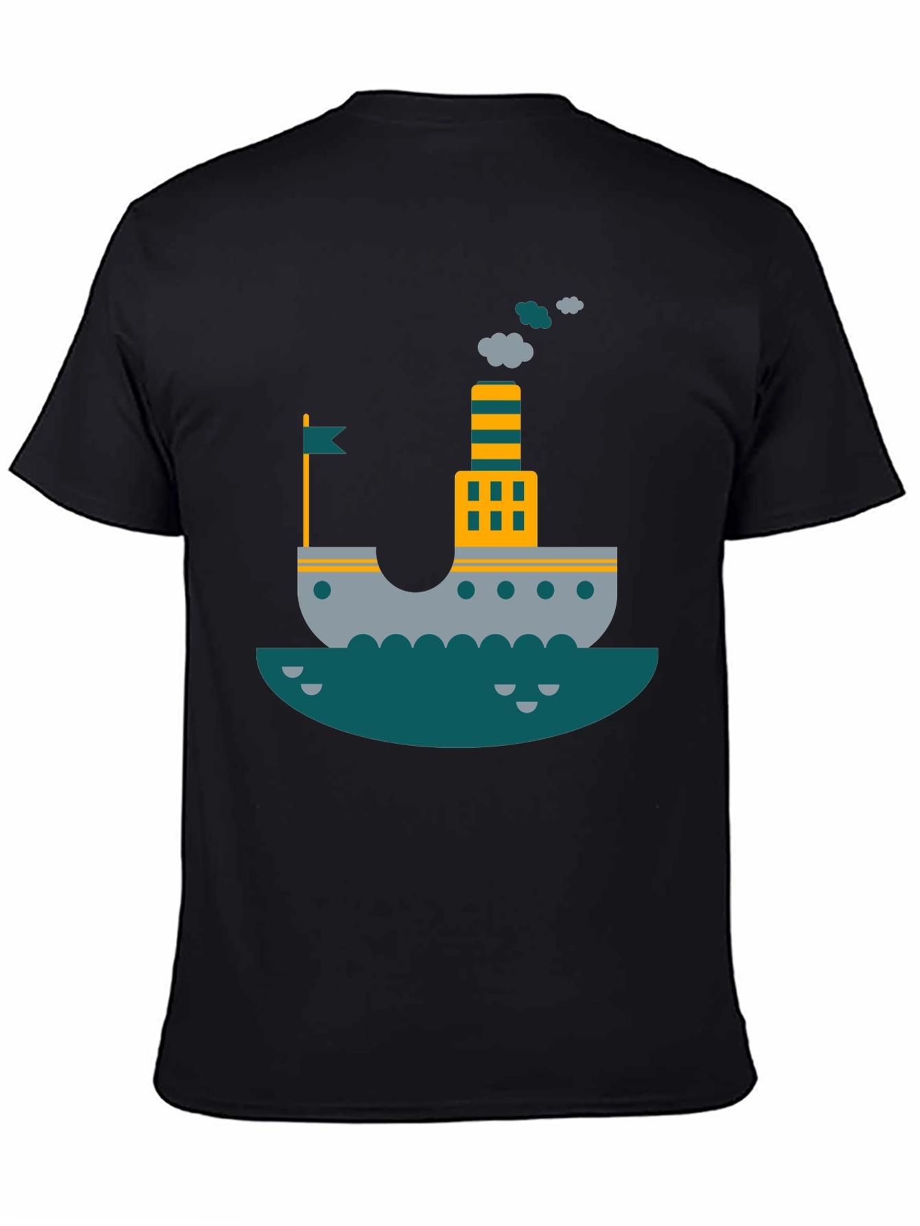 Black Nautical Ship Graphic T-Shirt | Trendy Steamboat Tee view 4