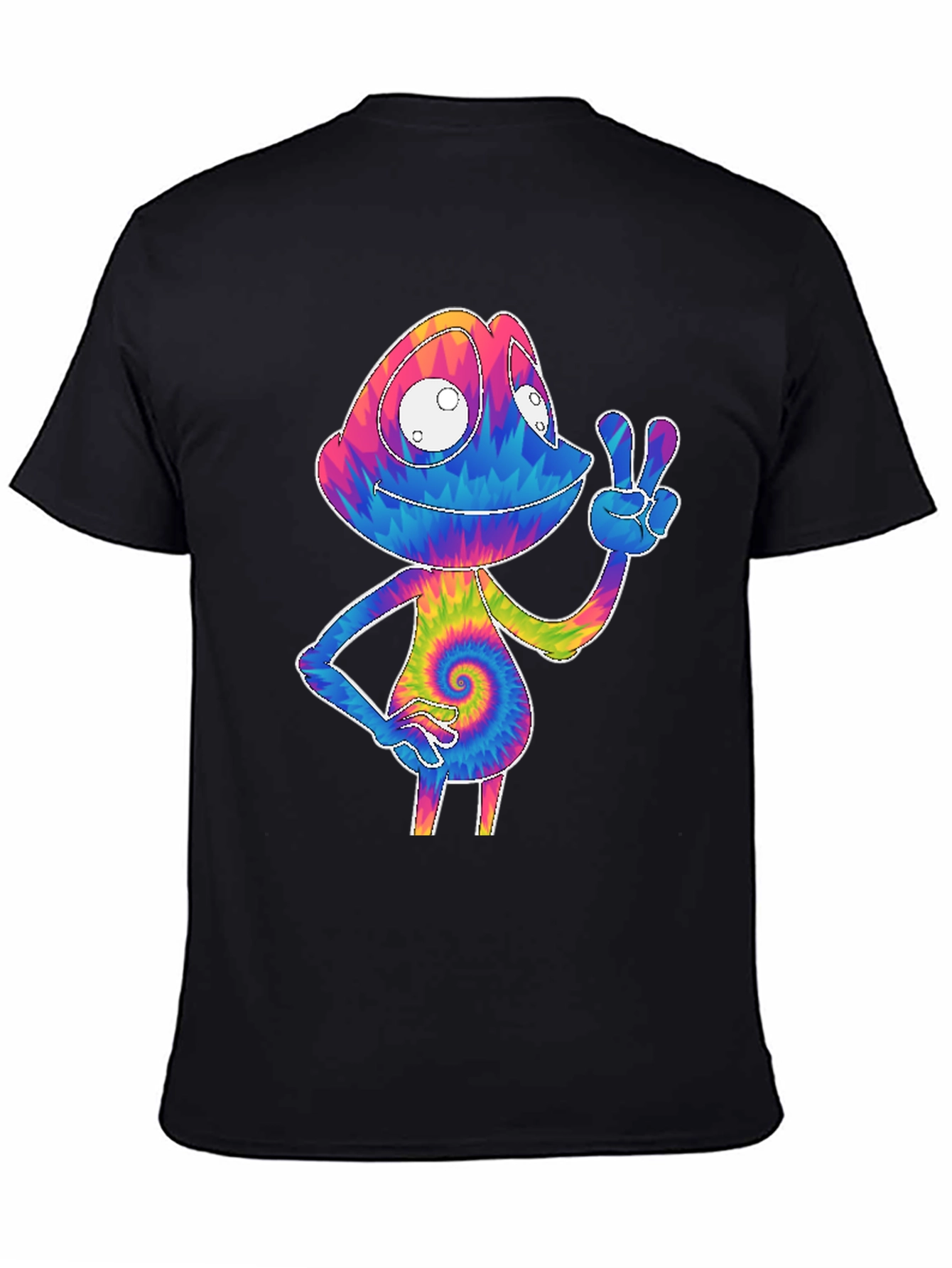 Black Tie-Dye Chameleon Graphic Tee view 4