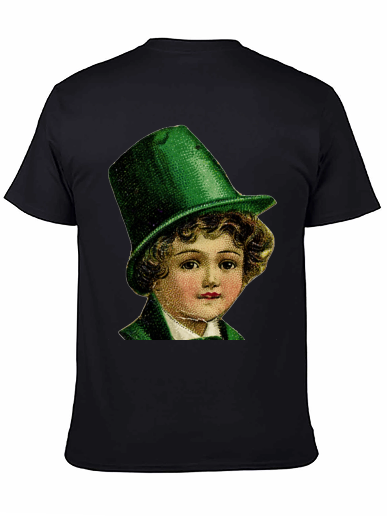 Black St. Patrick's Day Boy in Green Hat T-Shirt view 4