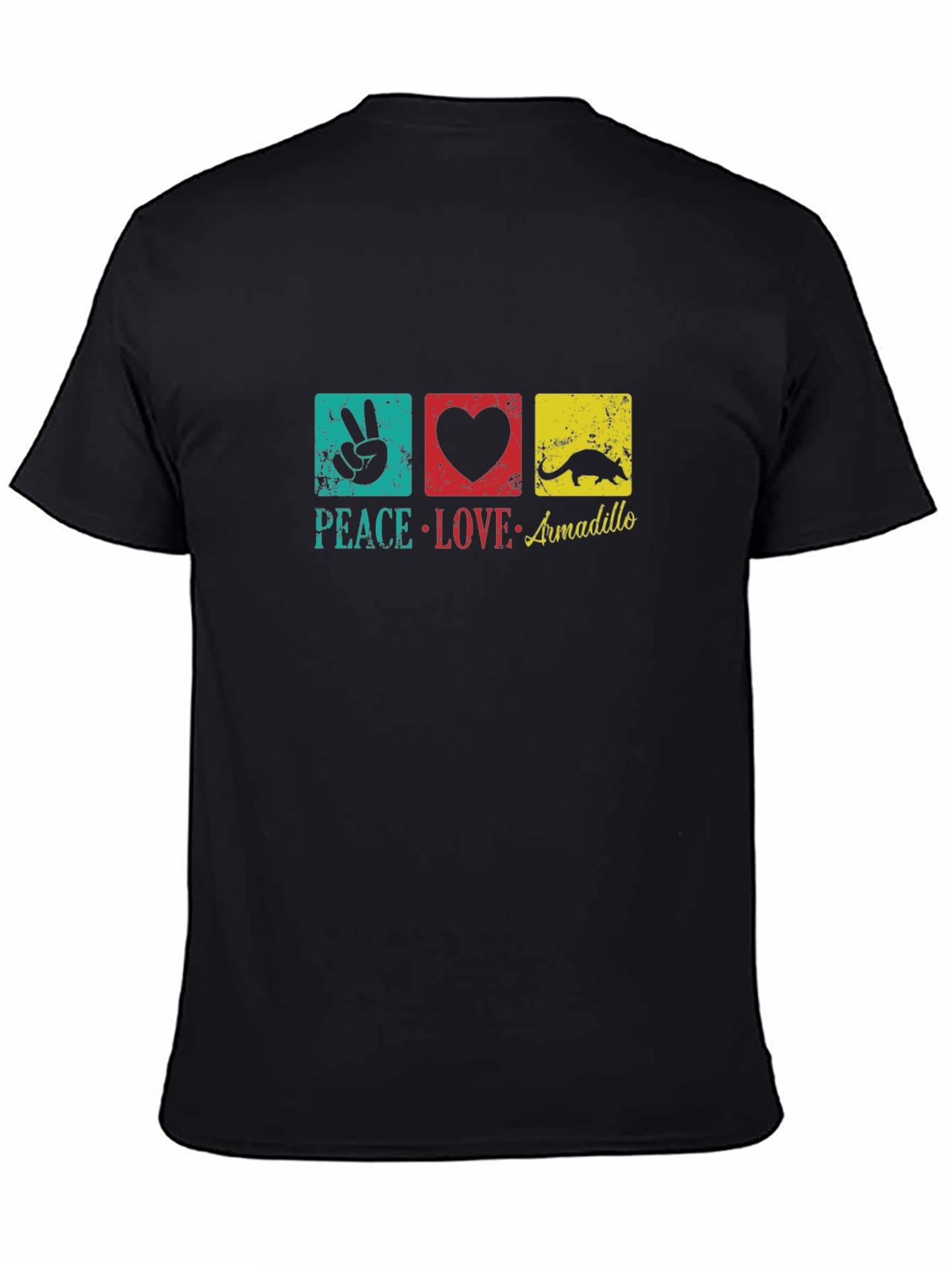 Black Peace Love Armadillo Graphic T-Shirt view 4