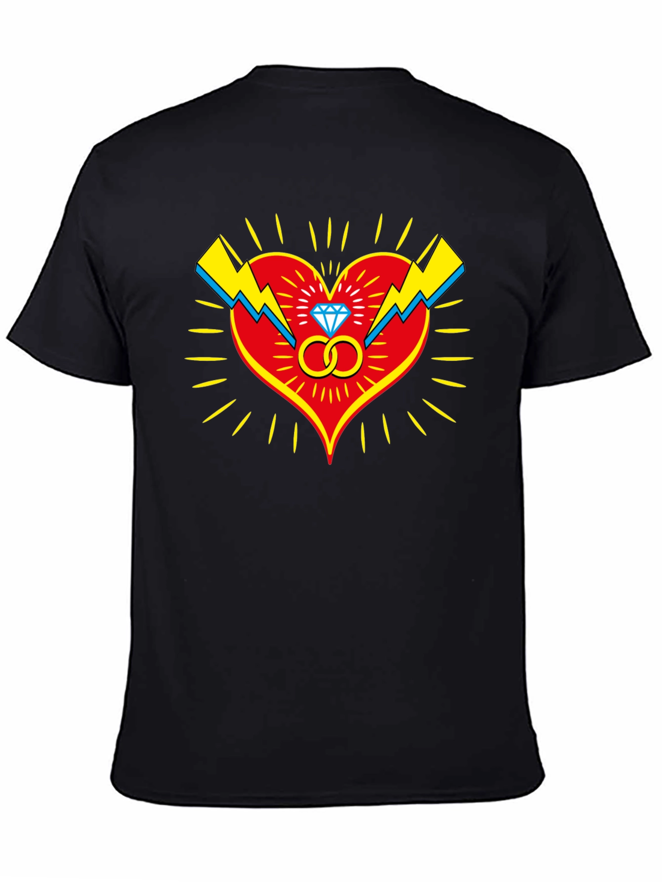 Black Heart & Rings Graphic Tee - Stylish Black T-Shirt view 4