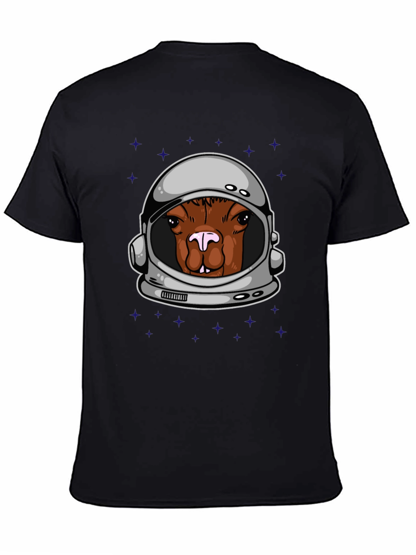 Black Astronaut Llama Graphic Tee - Space Animal Shirt view 4