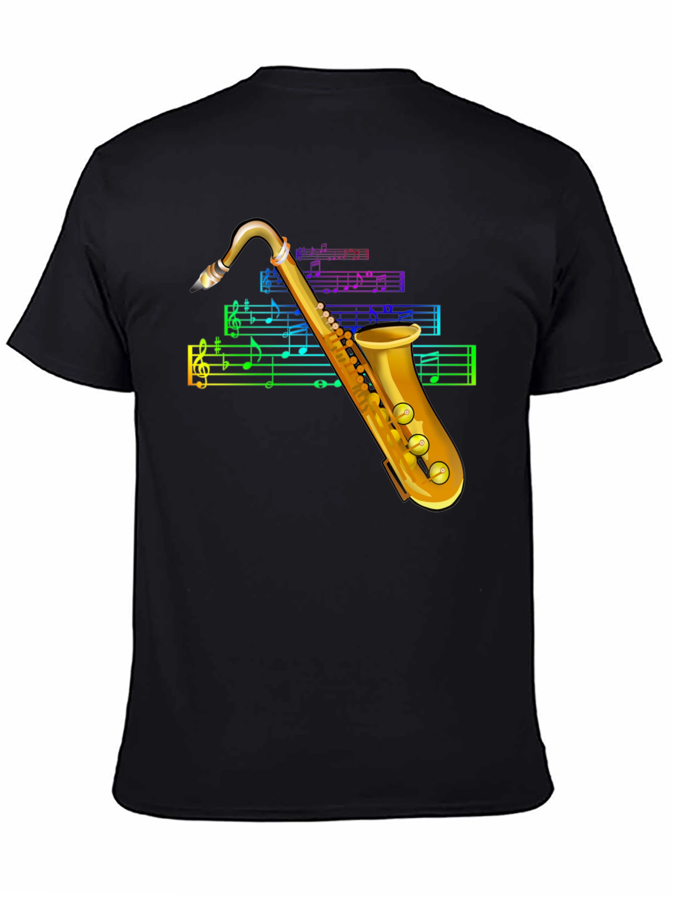 Black Saxophone Music T-Shirt view 4