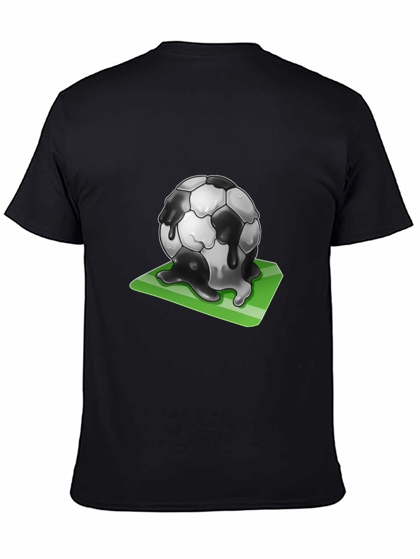 Black Melting Soccer Ball Graphic Tee - Black Cotton T-Shirt view 4