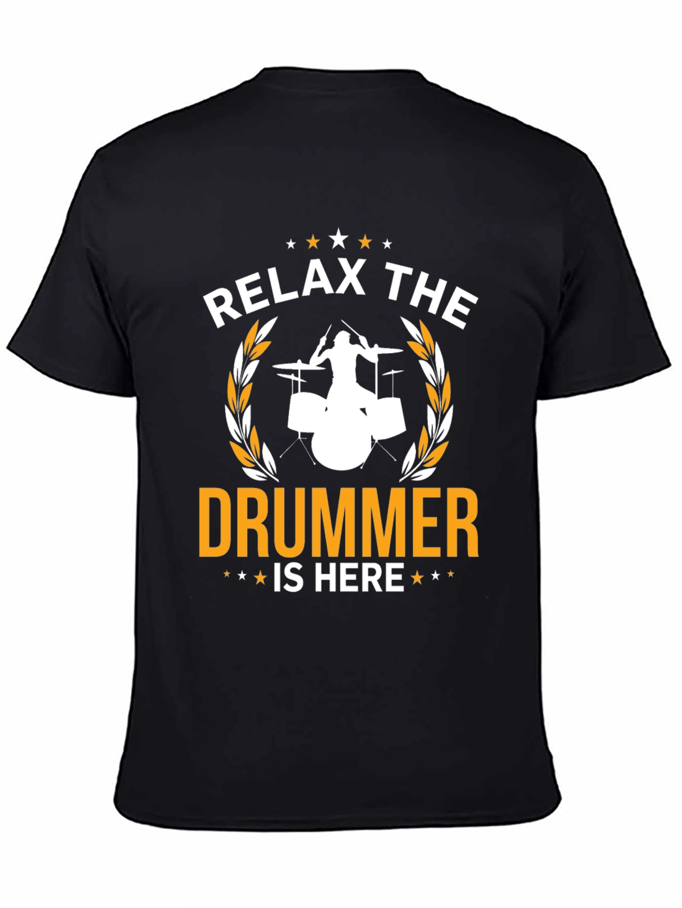 Black Relax The Drummer Is Here Graphic T-Shirt view 4
