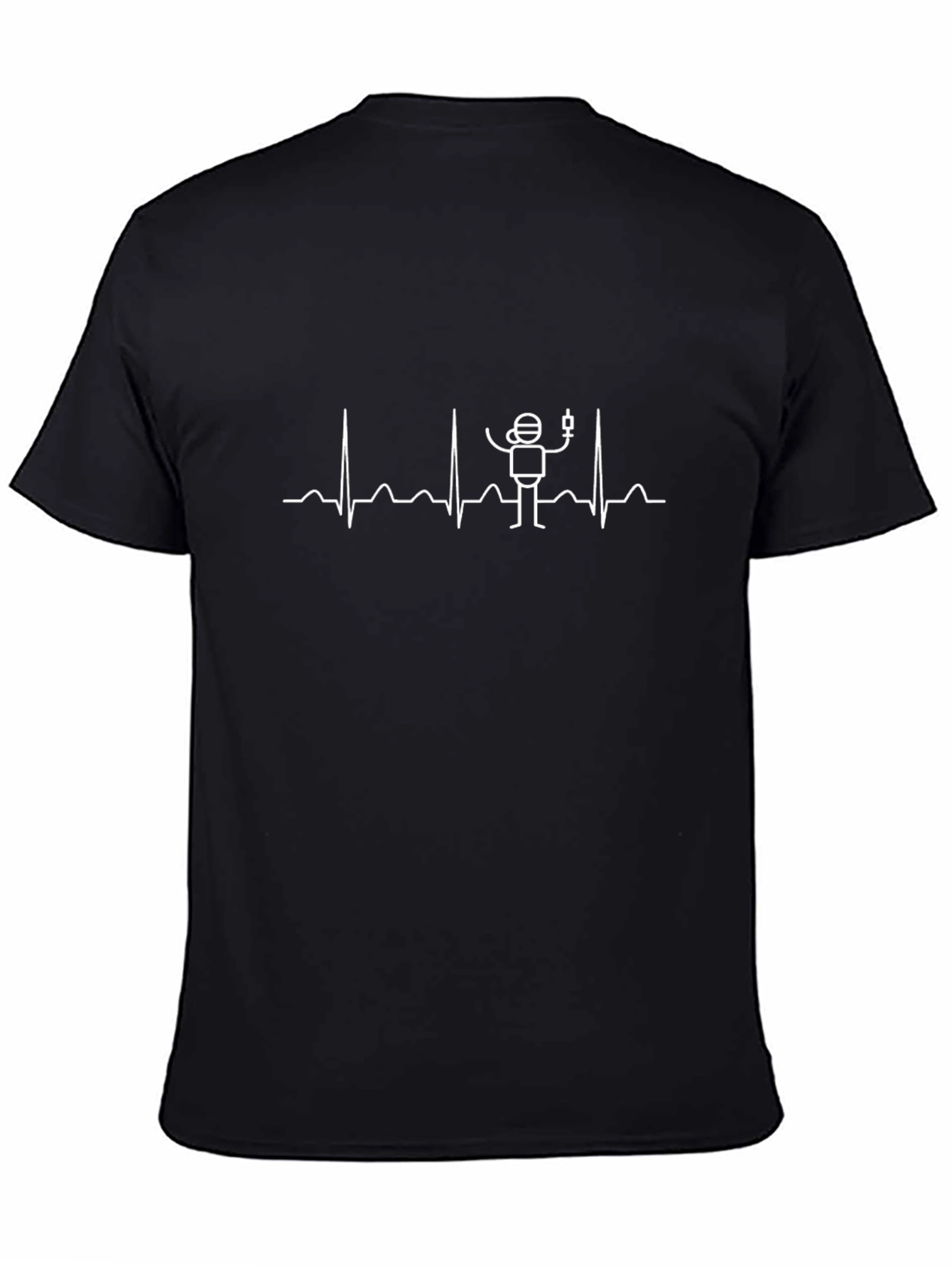 Black Funny Doctor ECG T-Shirt - Black, Medical Humor view 4