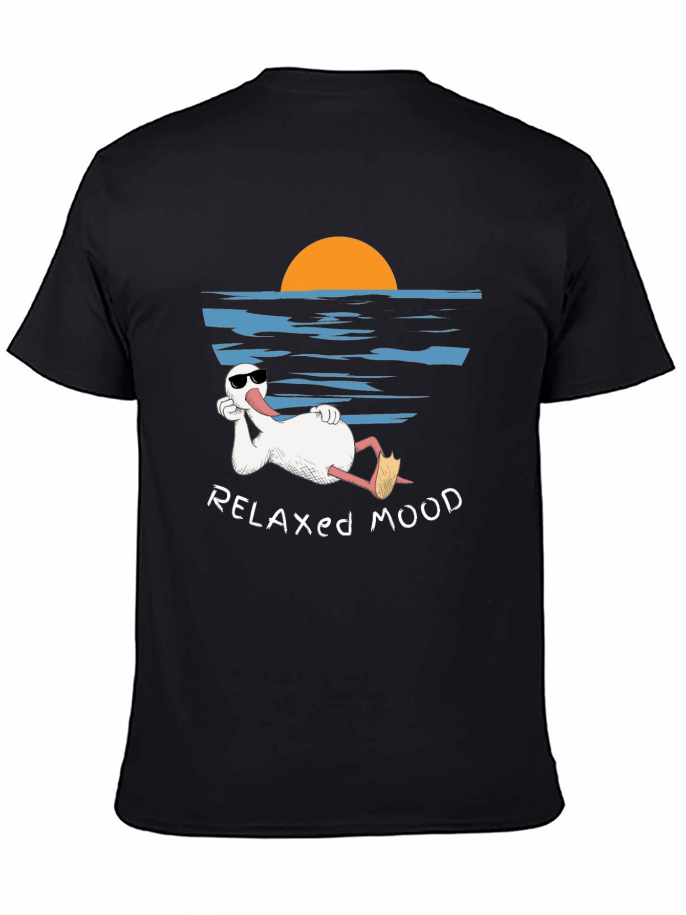 Black Relaxed Mood T-Shirt - Duck Vacation Tee view 4
