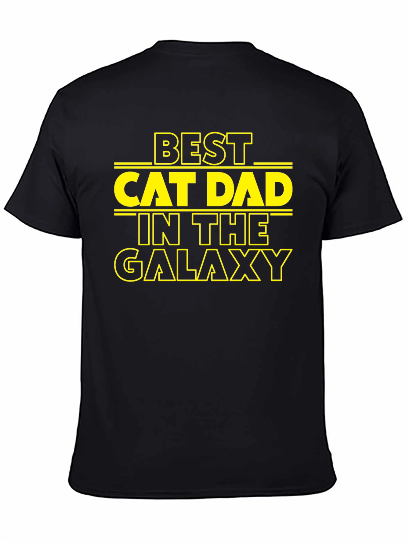 Black Best Cat Dad in the Galaxy Black T-Shirt view 4