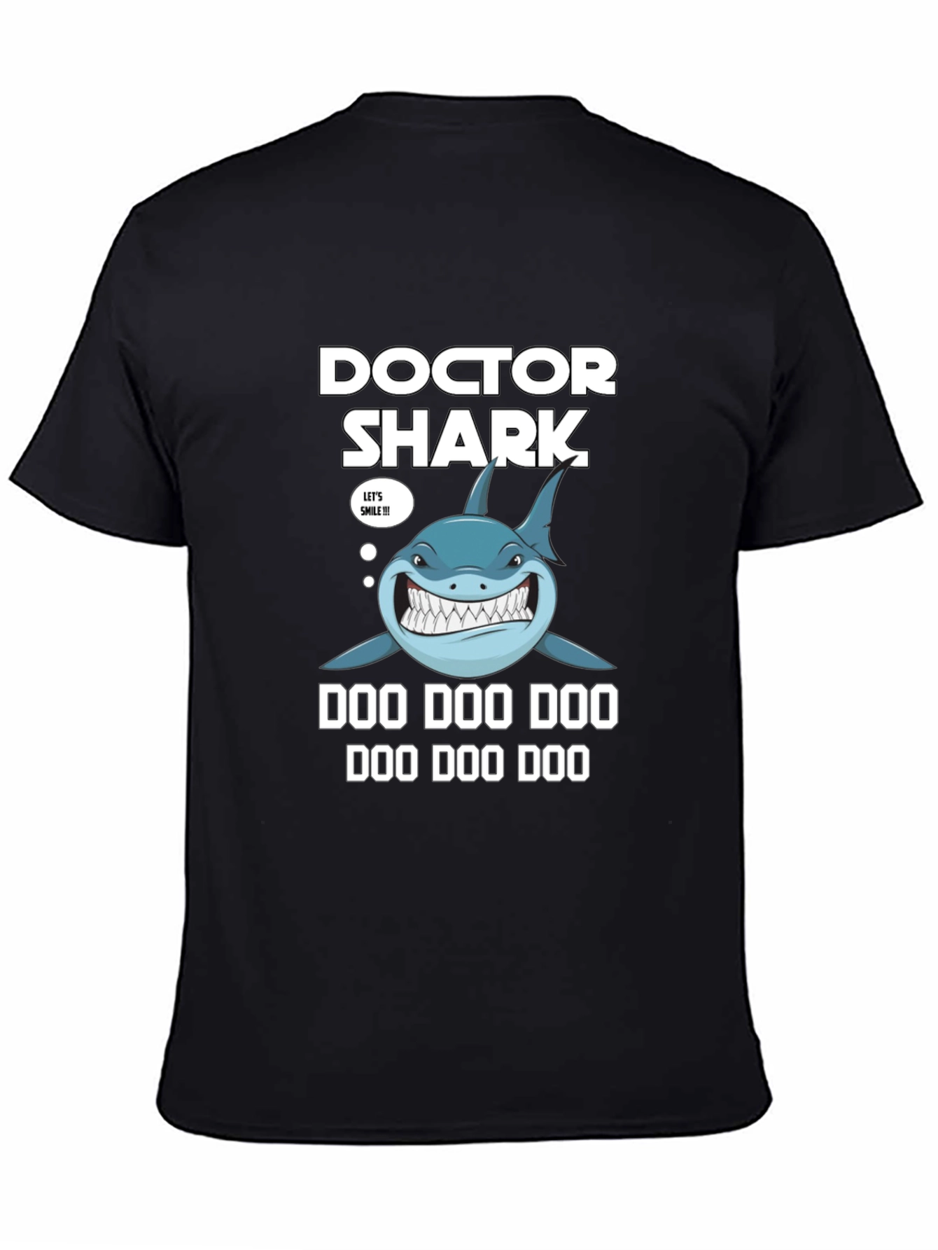 Black Doctor Shark T-Shirt - Doo Doo Doo Funny Tee view 4