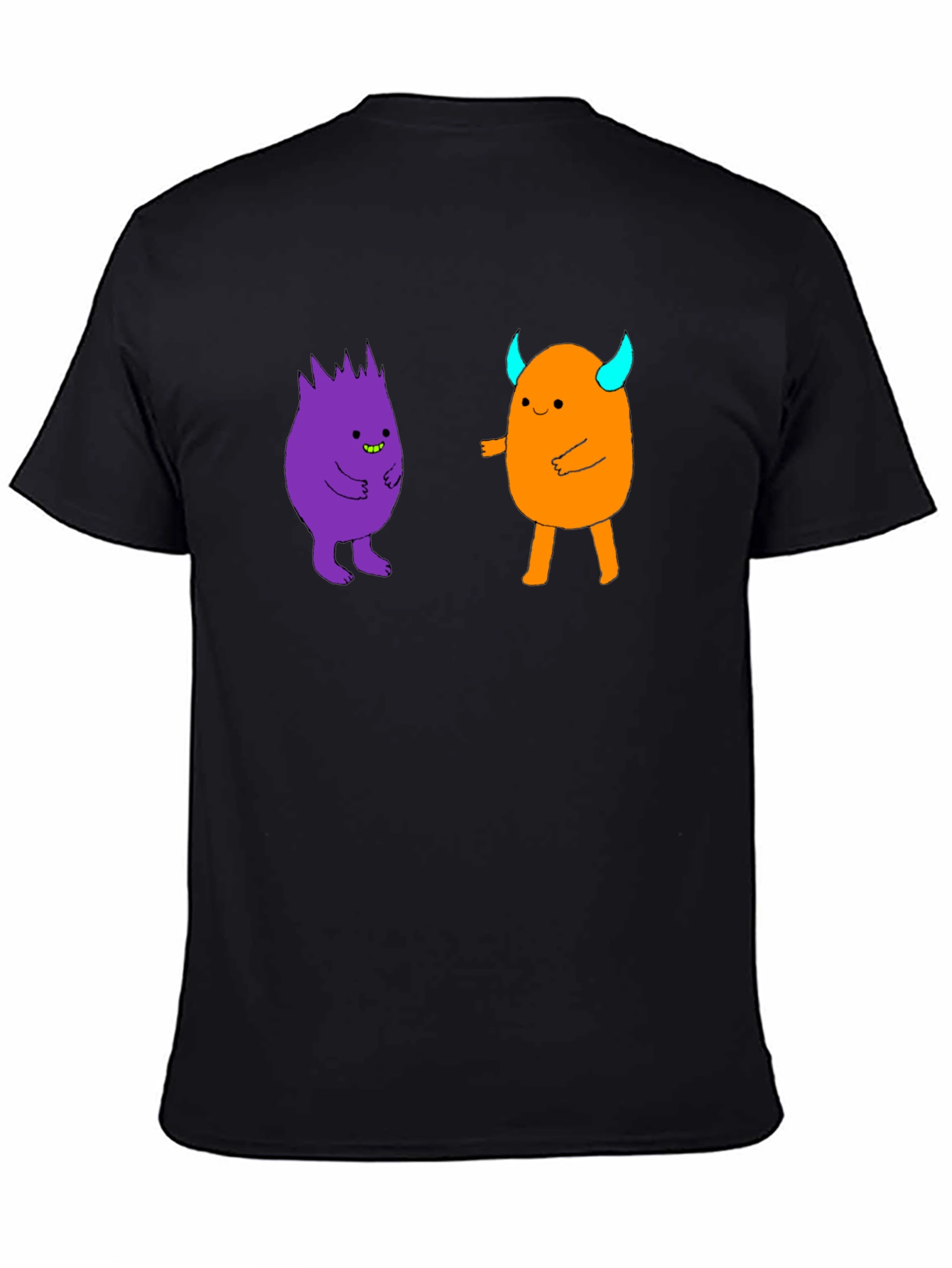 Black Fun Cartoon Monster Graphic Black T-Shirt view 4