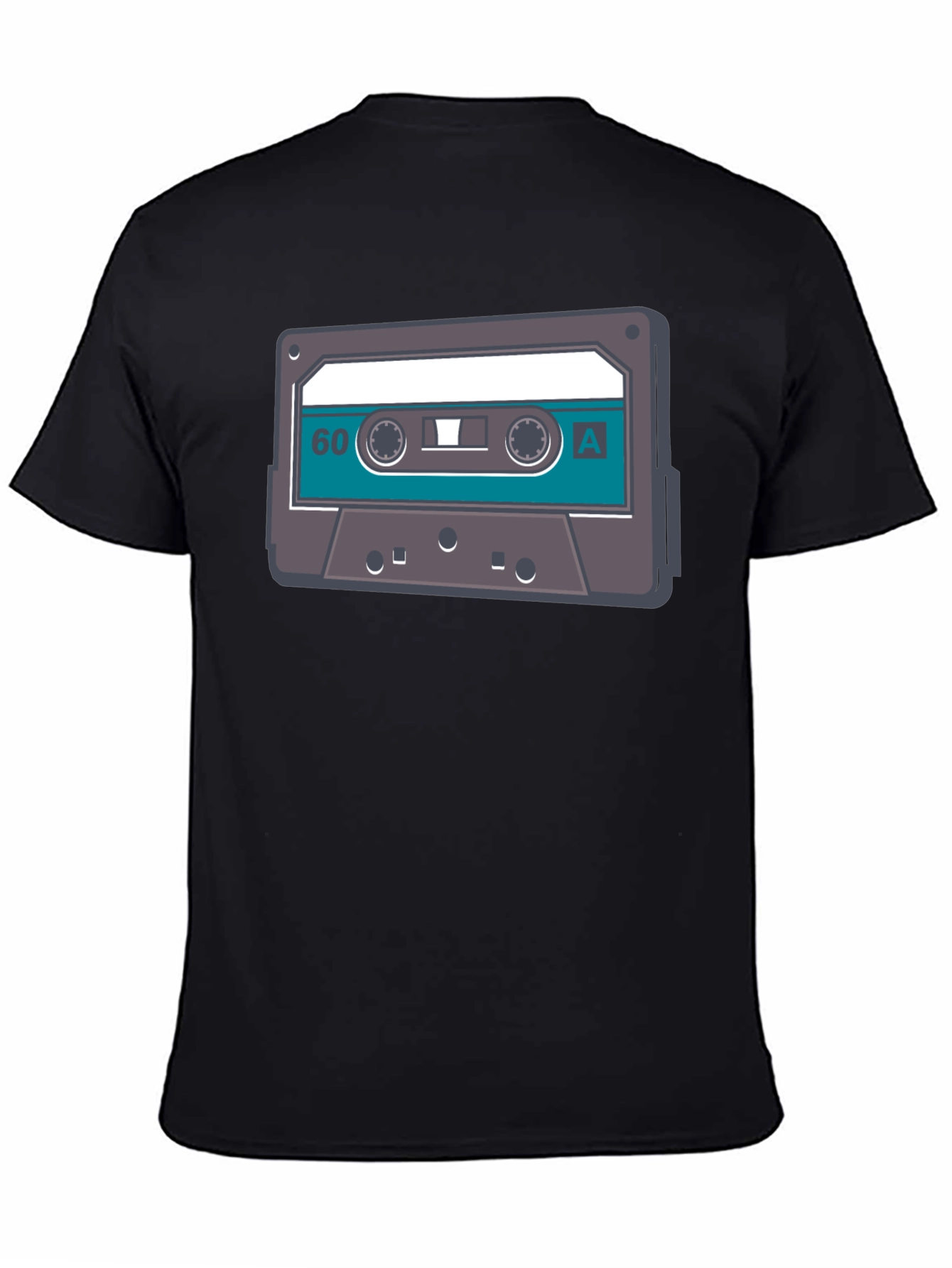 Black Retro Cassette Tape Graphic Tee - Black Cotton T-Shirt view 4