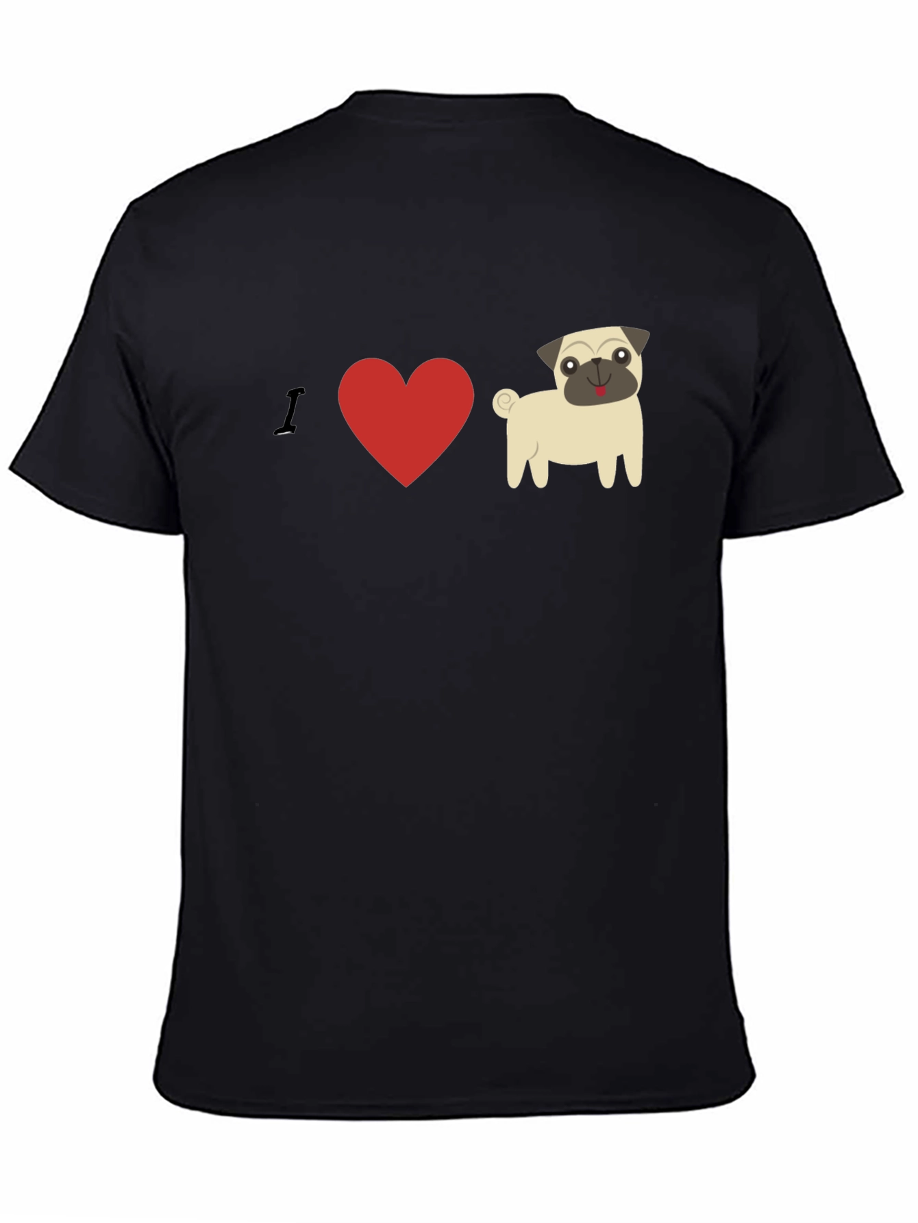 Black I Heart Pugs Graphic Tee - Mens Black T-Shirt view 4
