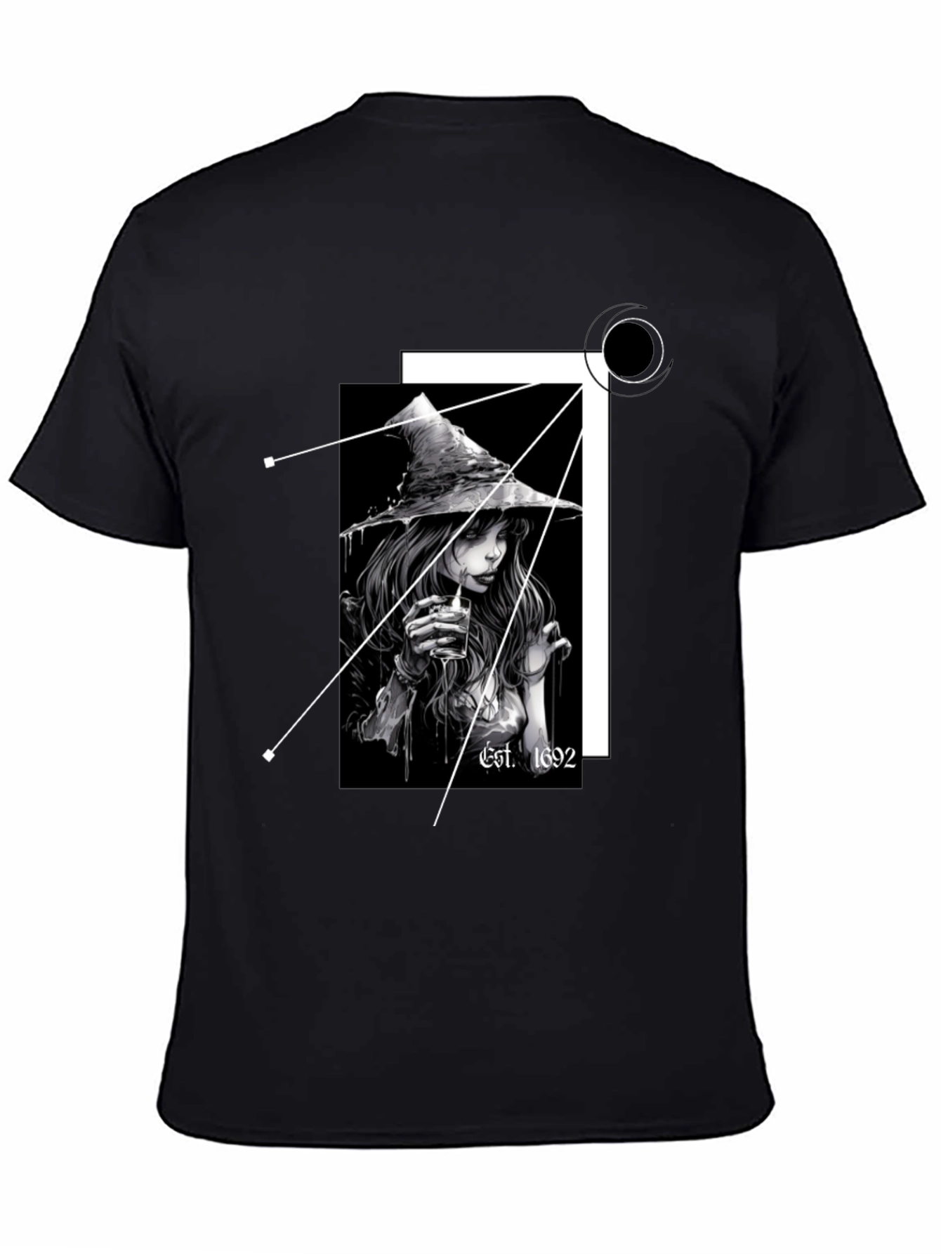 Black Witch T-Shirt - Est. 1692 - Black Cotton Tee view 4