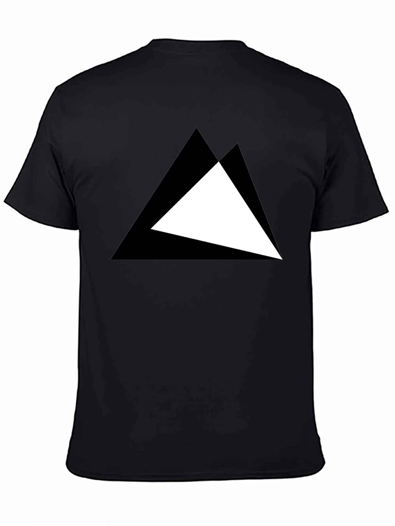 Black Modern Triangle Graphic Black T-Shirt view 4