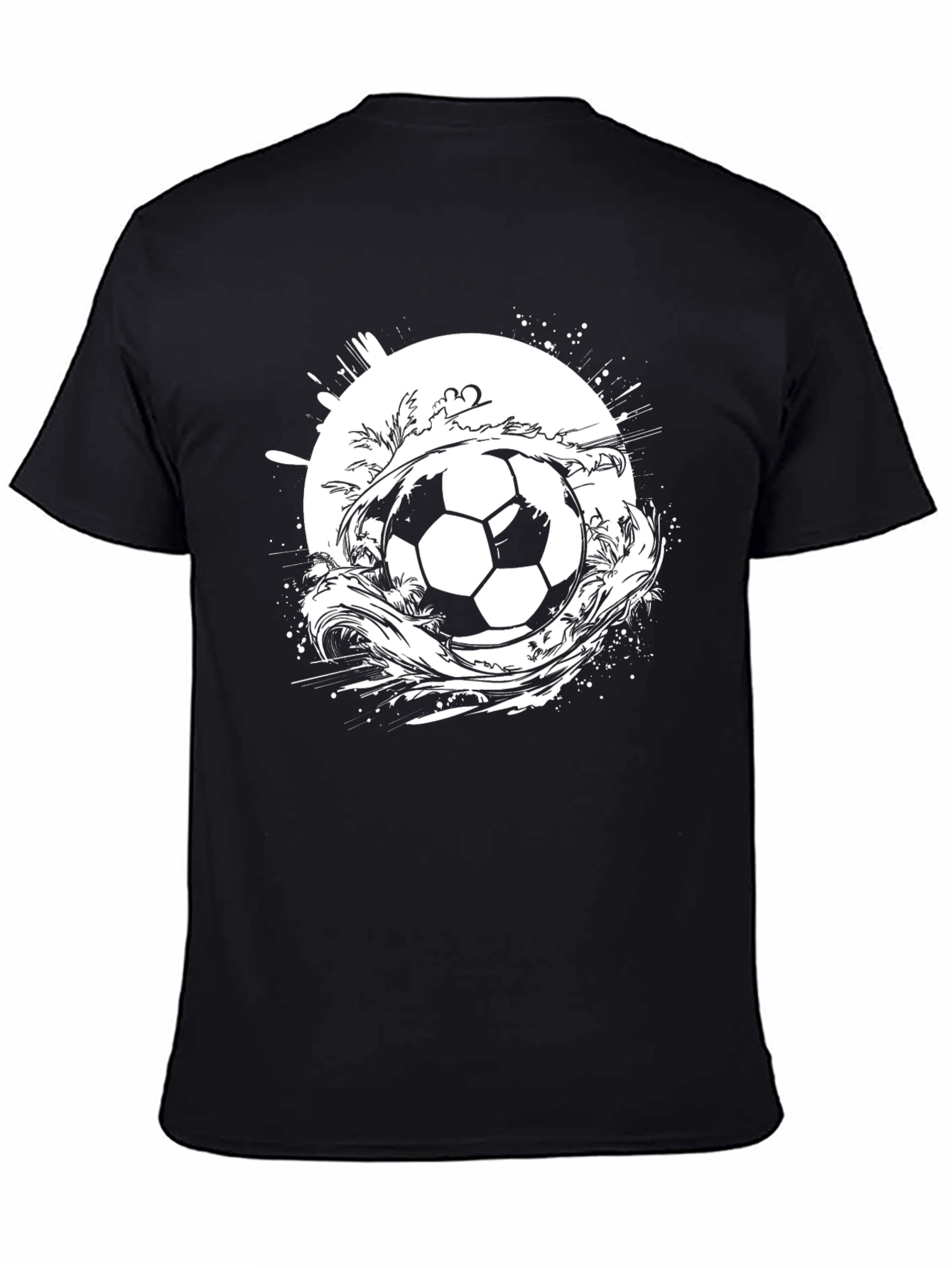 Black Soccer Ball Splash Graphic T-Shirt view 4