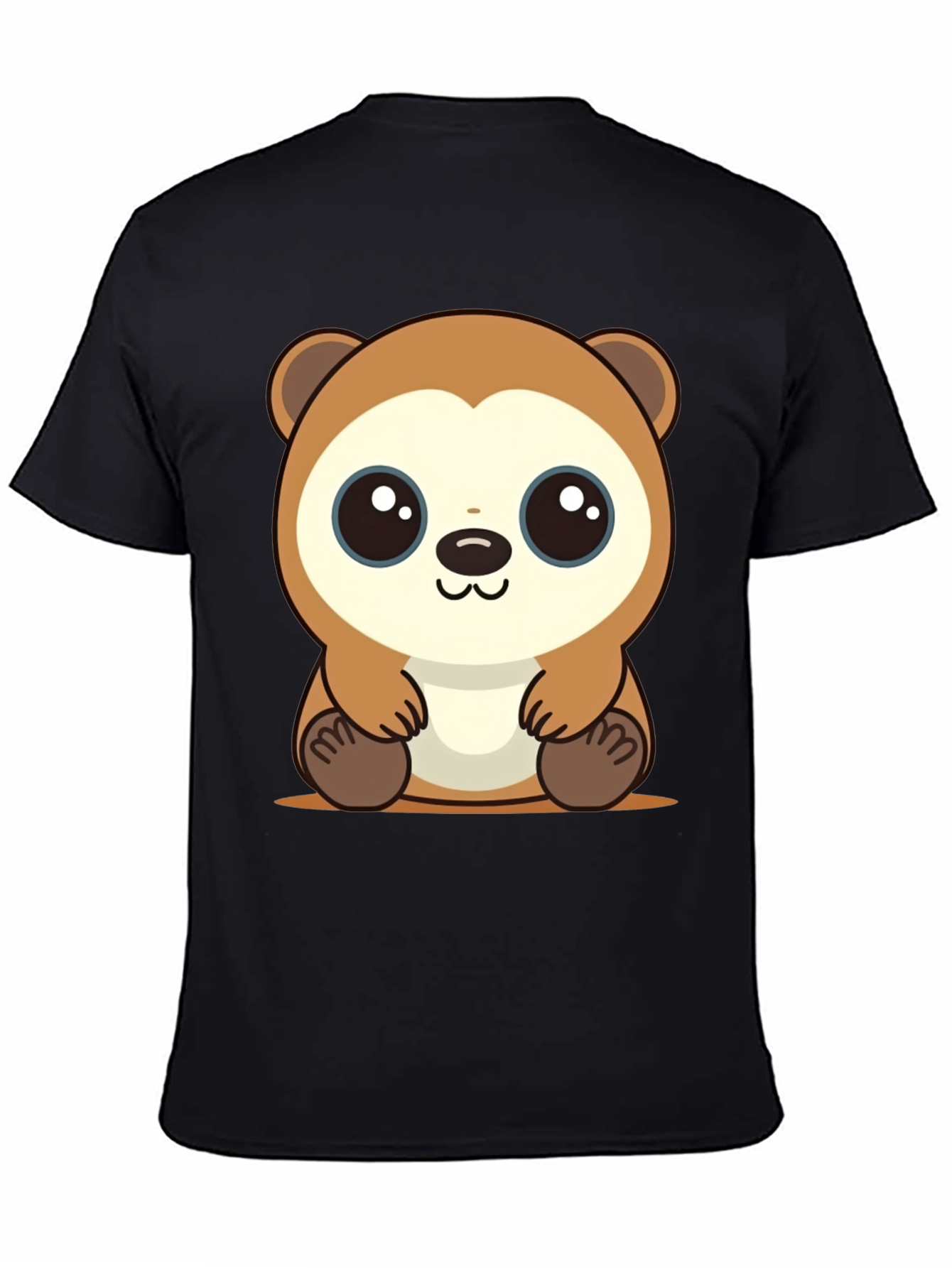 Black Cute Cartoon Otter Black T-Shirt view 4