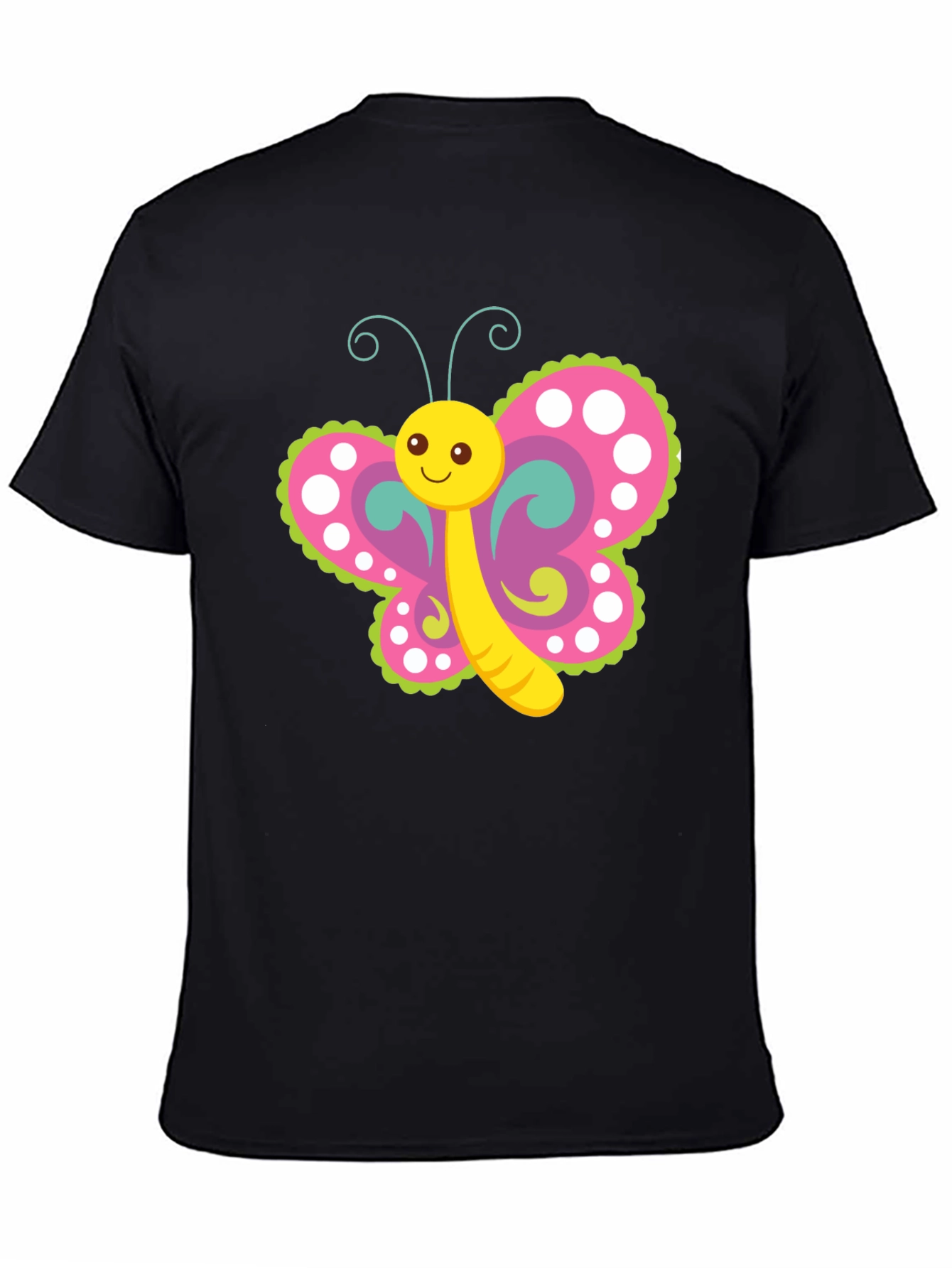 Black Cute Butterfly Graphic T-Shirt - Black view 4