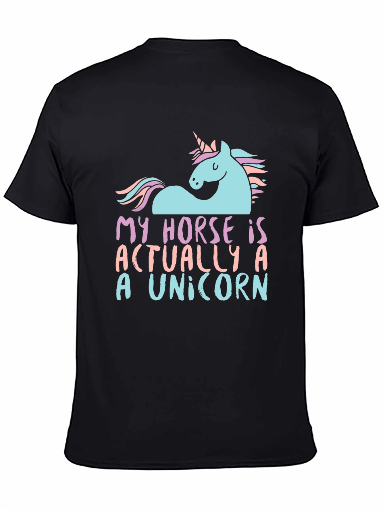 Black Unicorn Horse Graphic T-Shirt - Funny Novelty Tee view 4