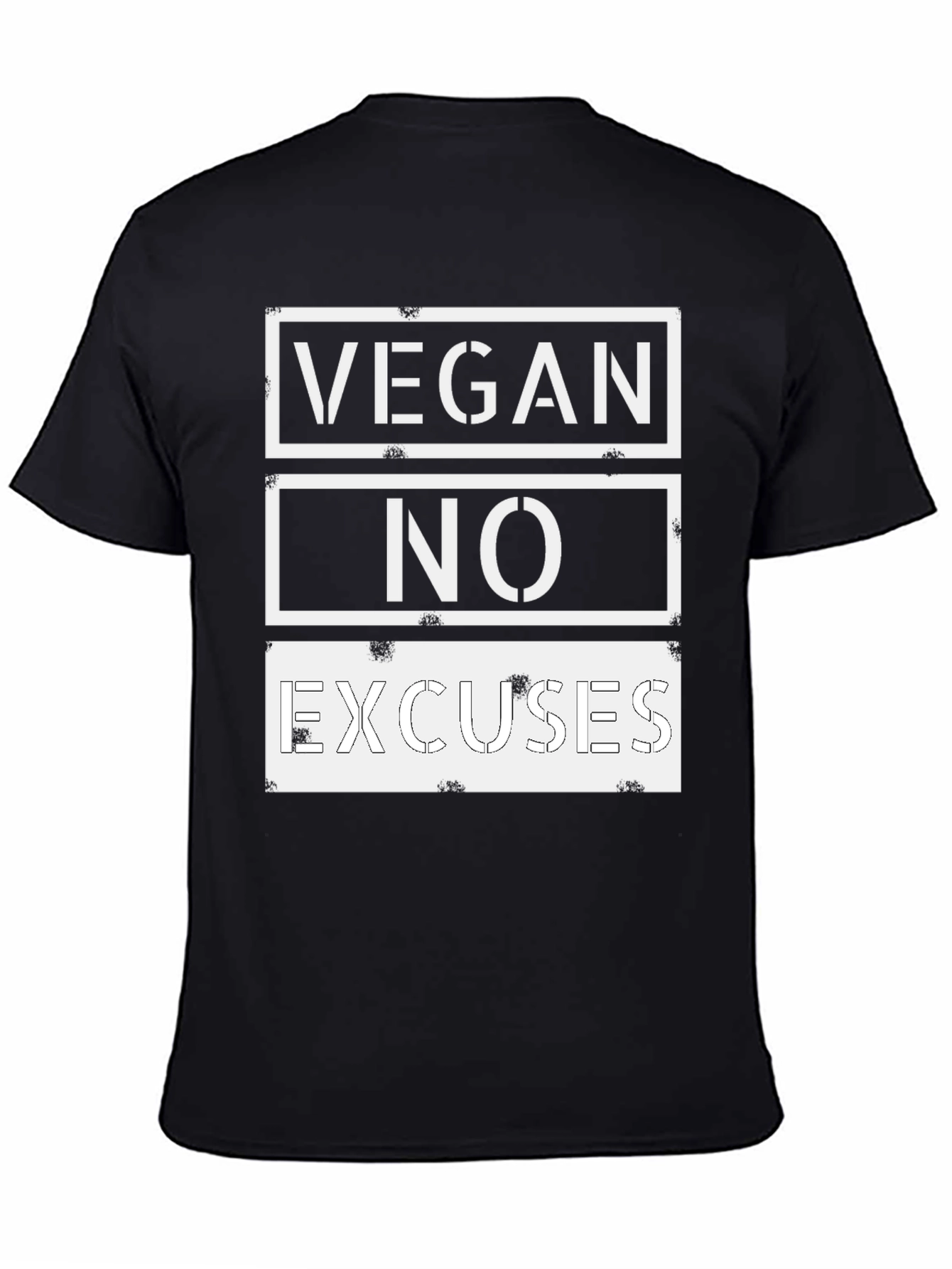 Black Vegan No Excuses Graphic Tee - Black Casual T-Shirt view 4