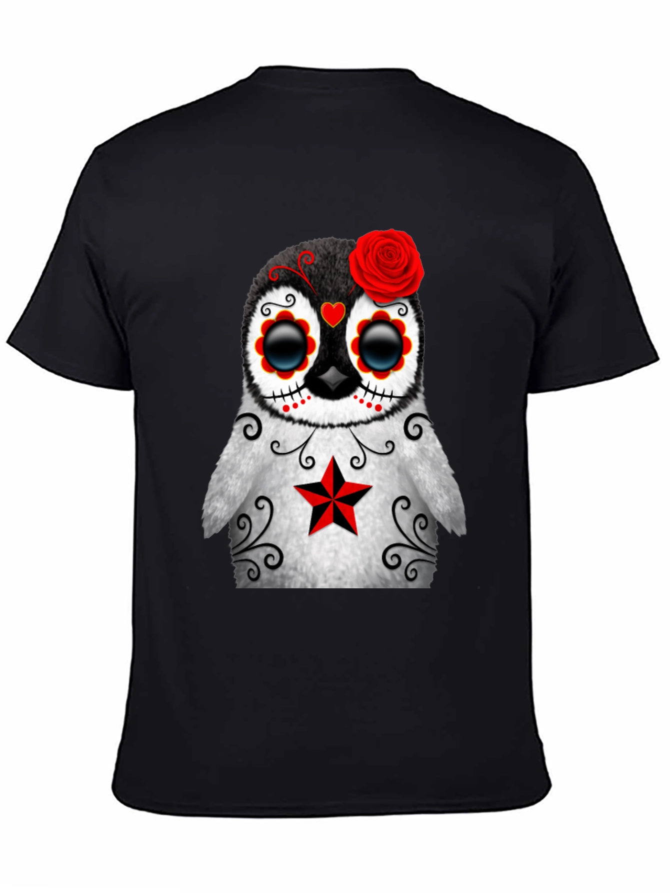 Black Sugar Skull Penguin T-Shirt - Day of the Dead view 4