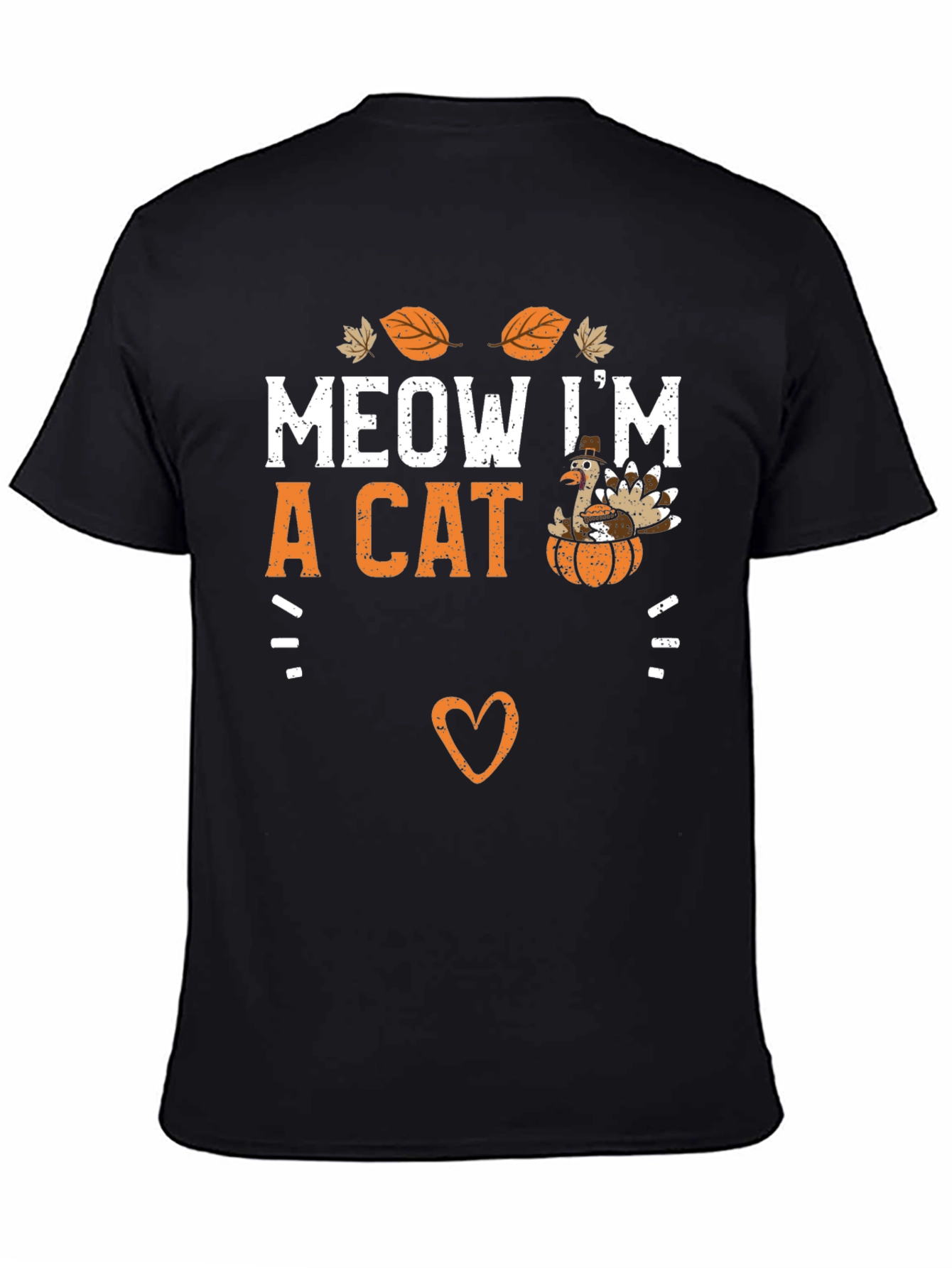 Black Meow I'm a Cat Thanksgiving T-Shirt view 4