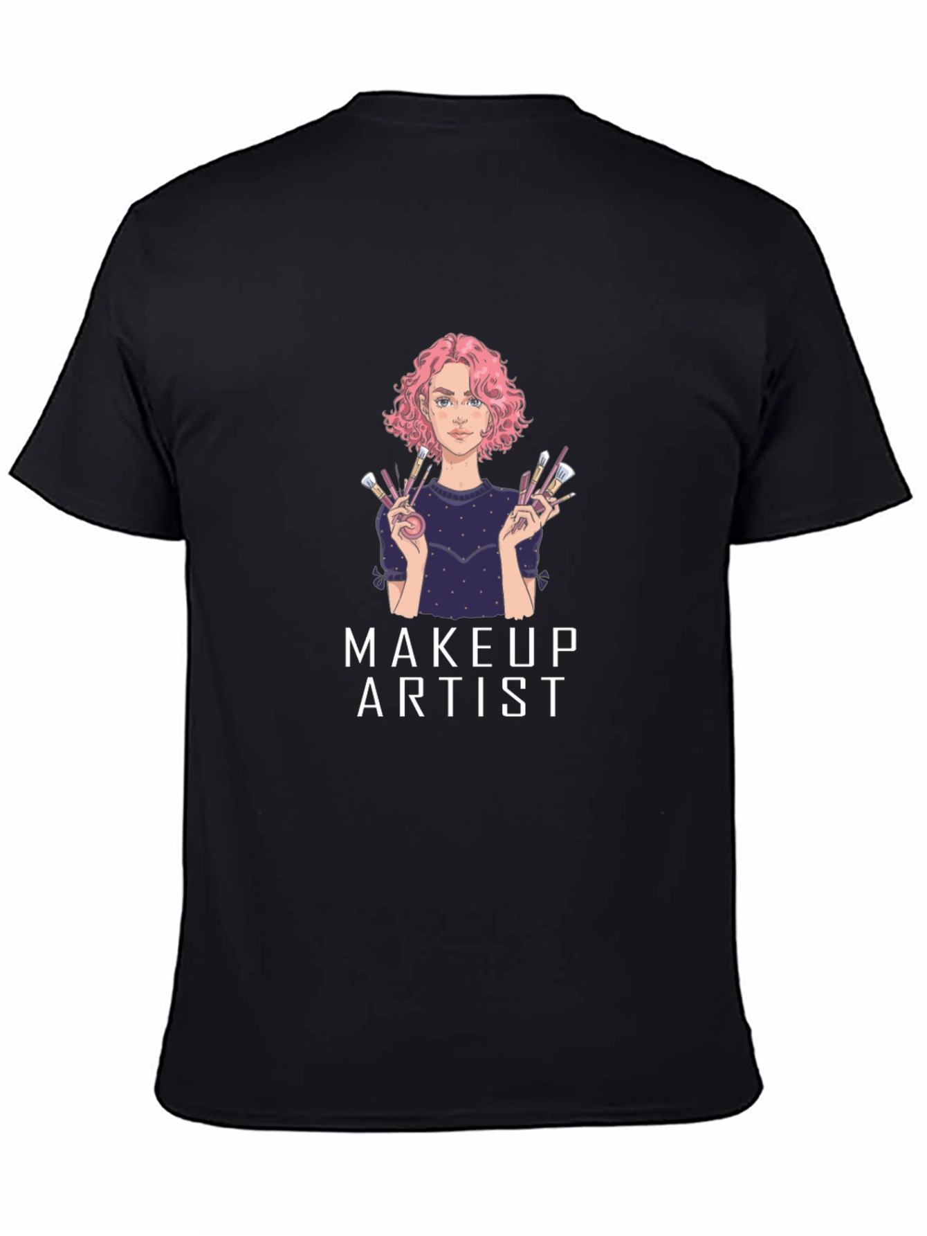 Black Makeup Artist Graphic T-Shirt - Unisex Cotton Tee view 4