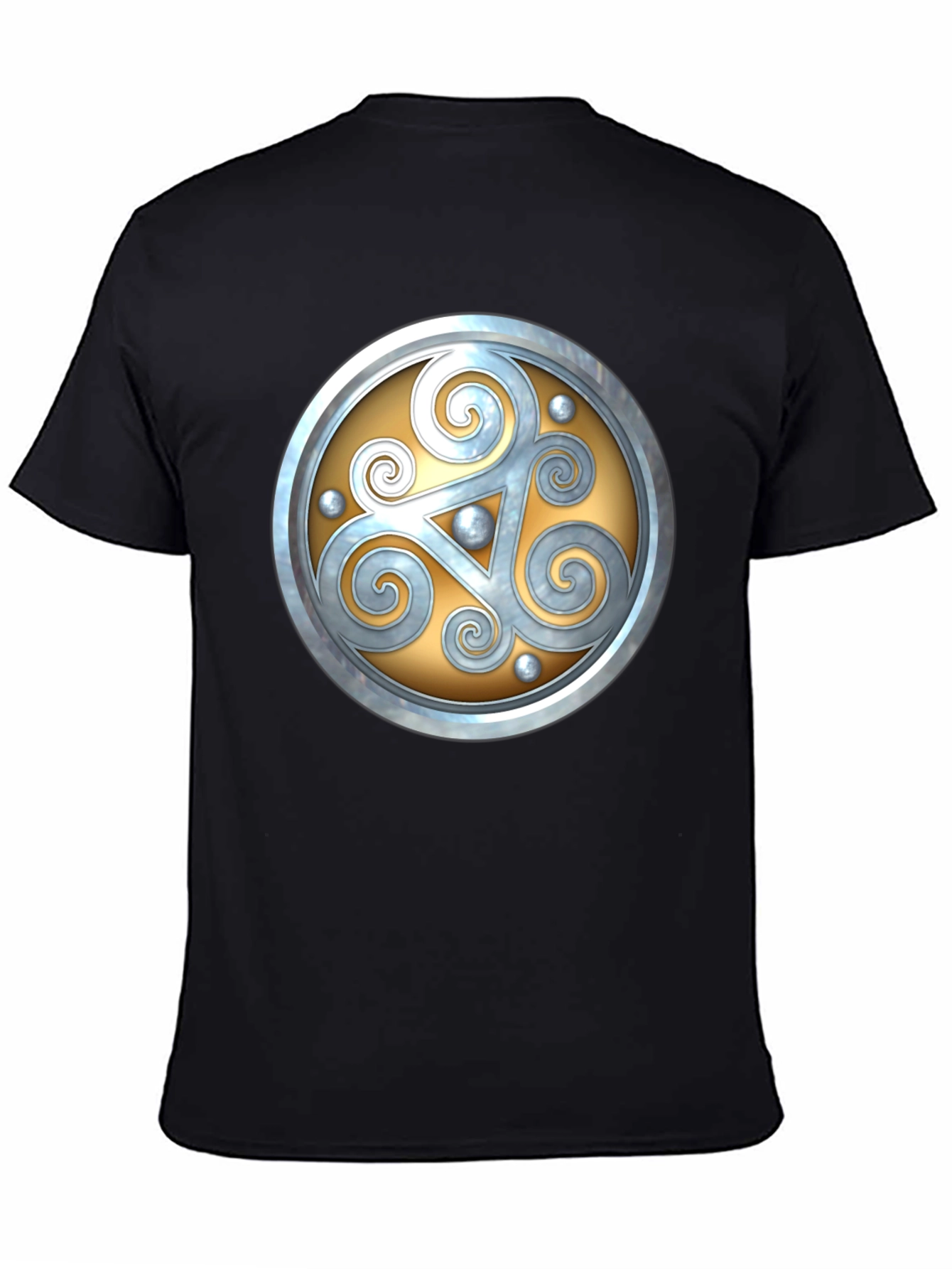 Black Celtic Shield Graphic Tee - Stylish Black Cotton T-Shirt view 4