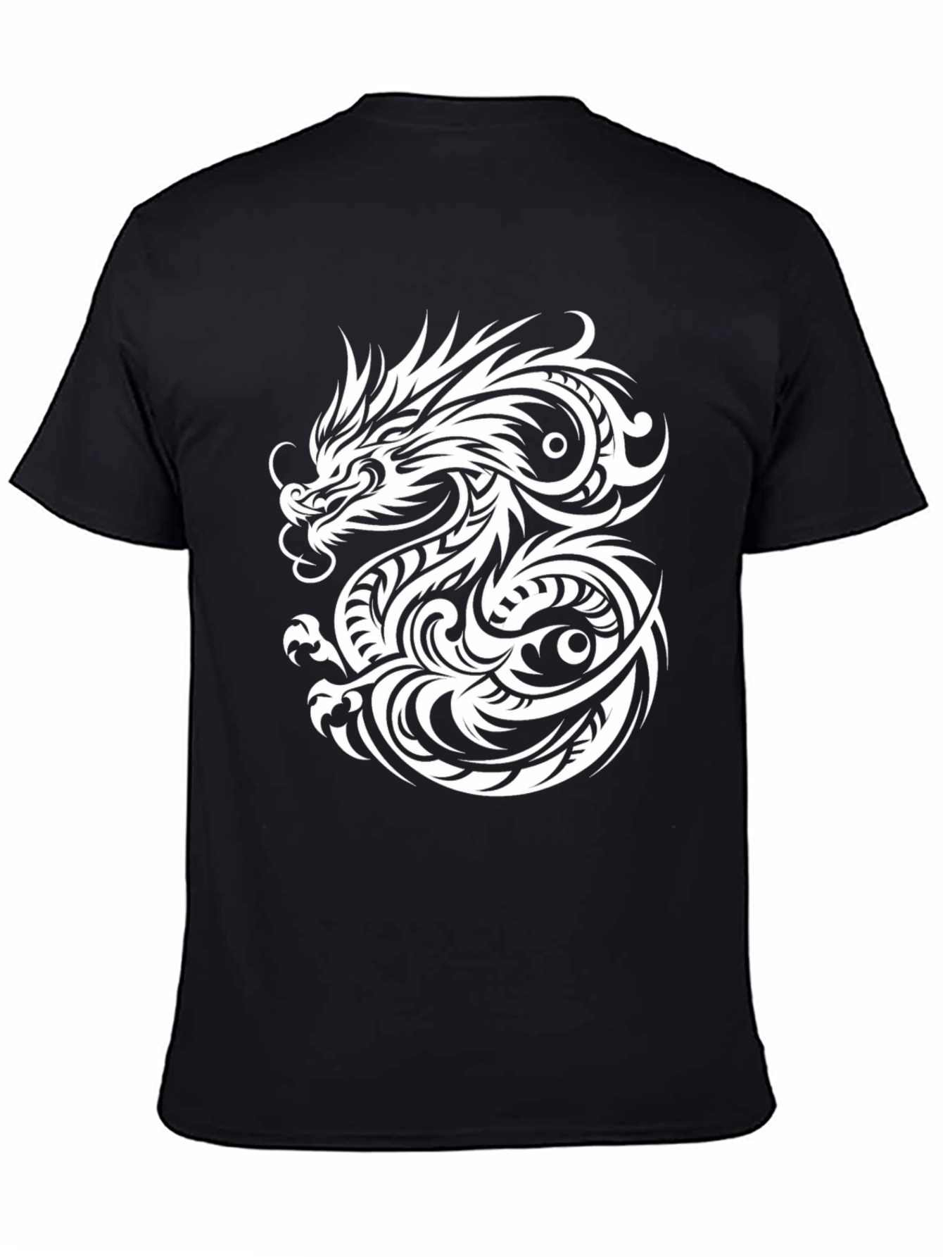 Black Dragon Graphic Print Men's Black T-Shirt view 4