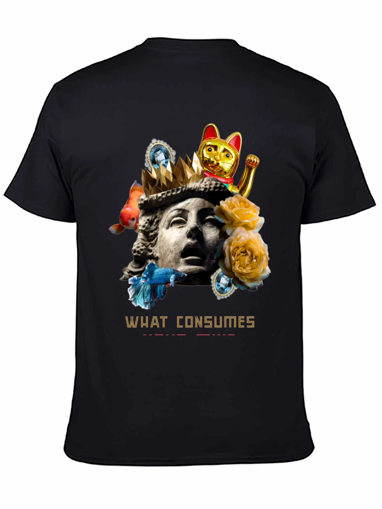 Black What Consumes Graphic T-Shirt - Unique Art Tee view 4