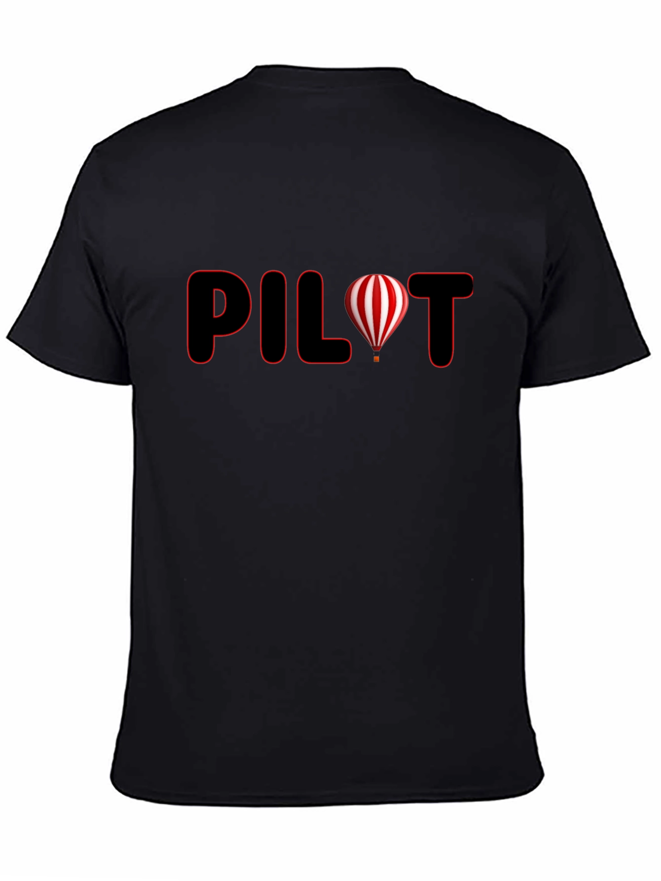 Black Pilot Hot Air Balloon Graphic Tee - Black view 4