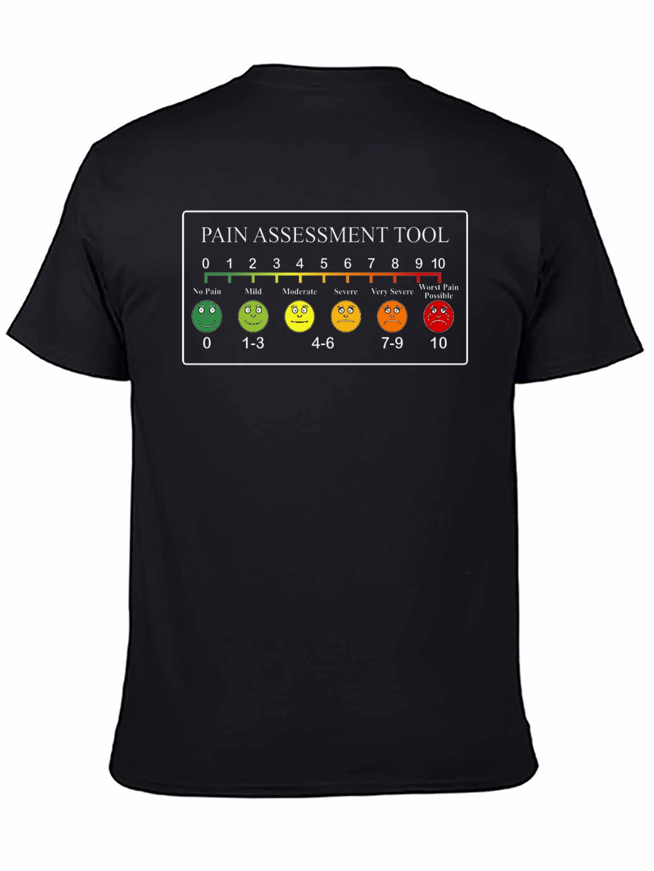 Black Pain Assessment Tool T-Shirt Medical Doctor Nurse Funny Tee view 4