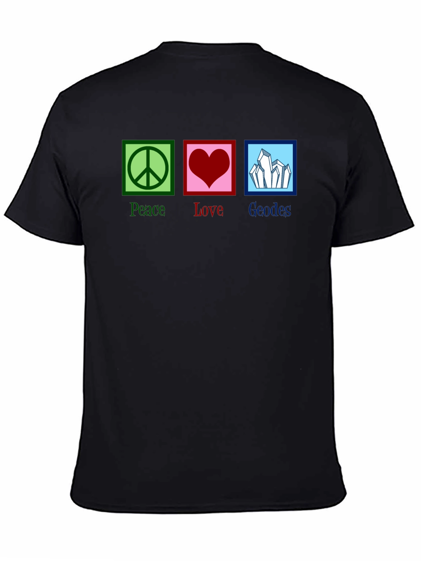 Black Peace Love Geodes Graphic Tee - Unisex Black T-Shirt view 4