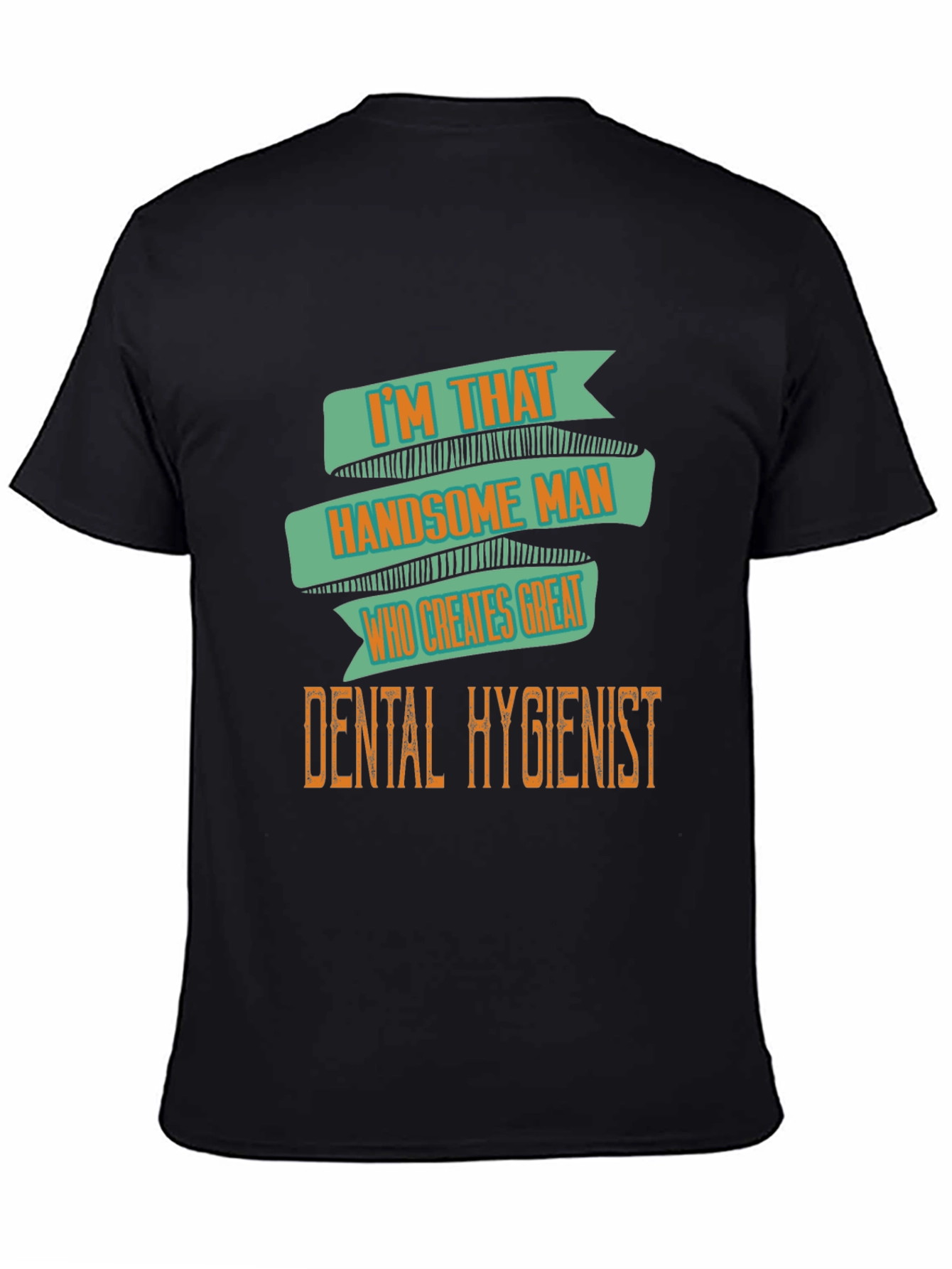 Black Handsome Dental Hygienist Men's Black T-Shirt view 4