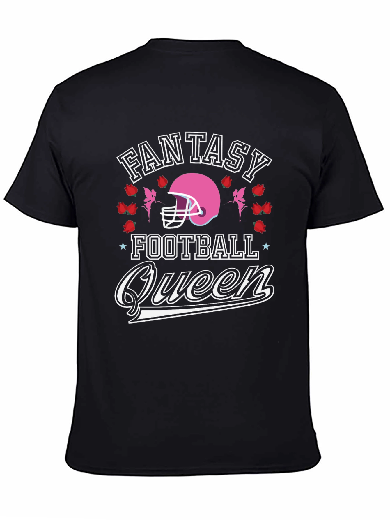 Black Fantasy Football Queen Graphic T-Shirt view 4
